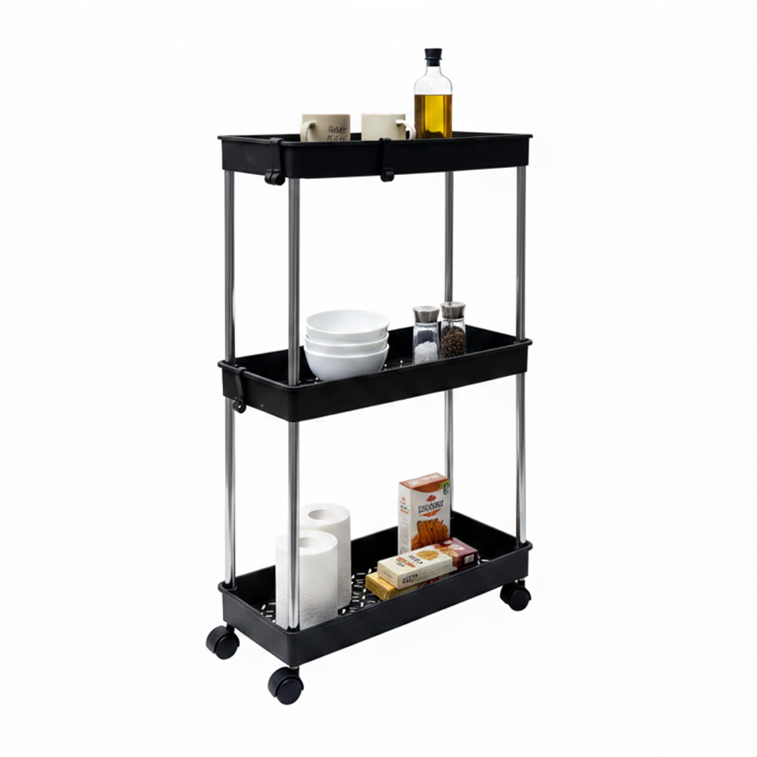 Baroni Home Carrello Portaoggetti 4 Ripiani Bianco 36x15x84 cm