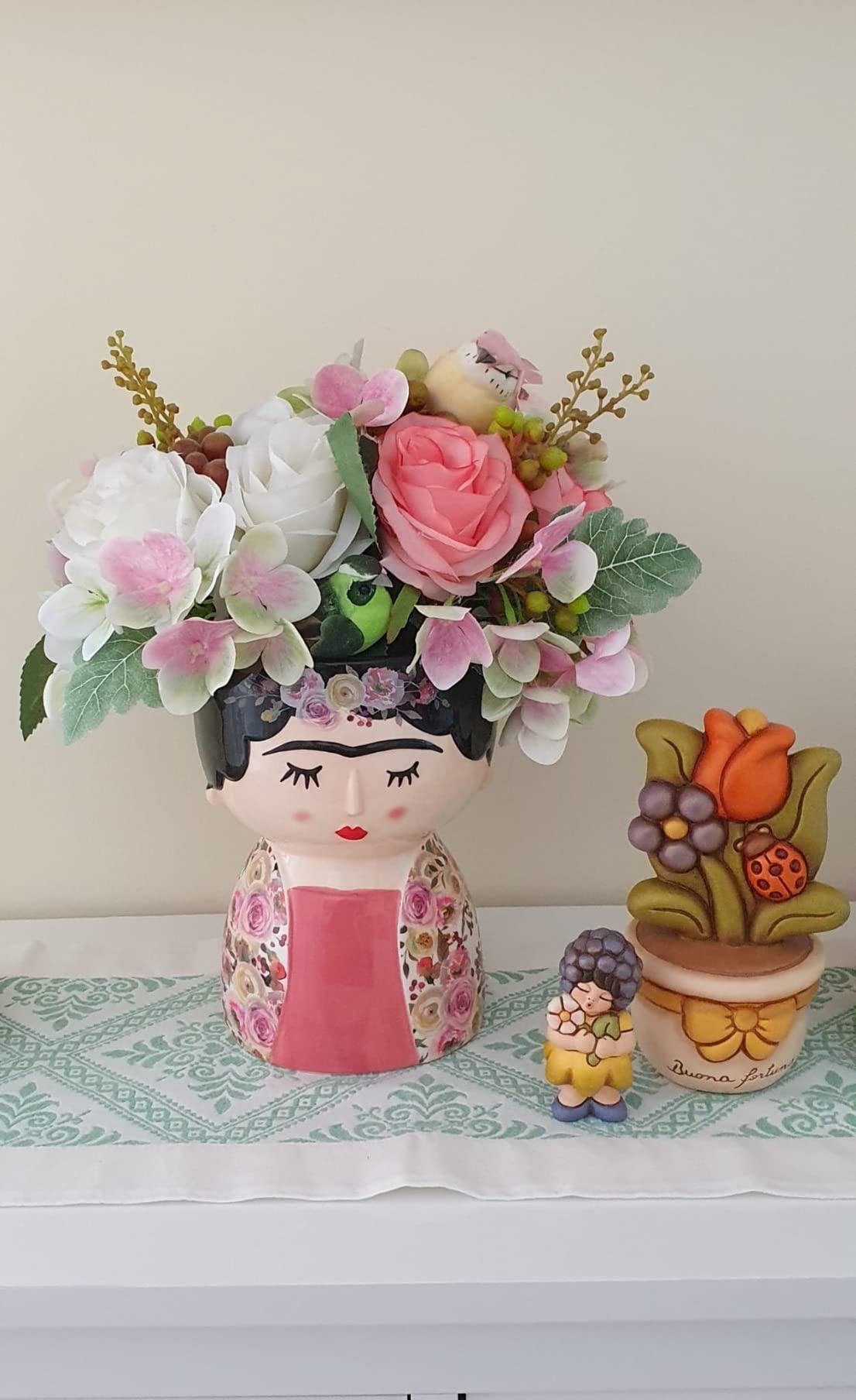 Baroni Home Girl Coroncina Bianca Vaso Ceramica 12x11x20 cm