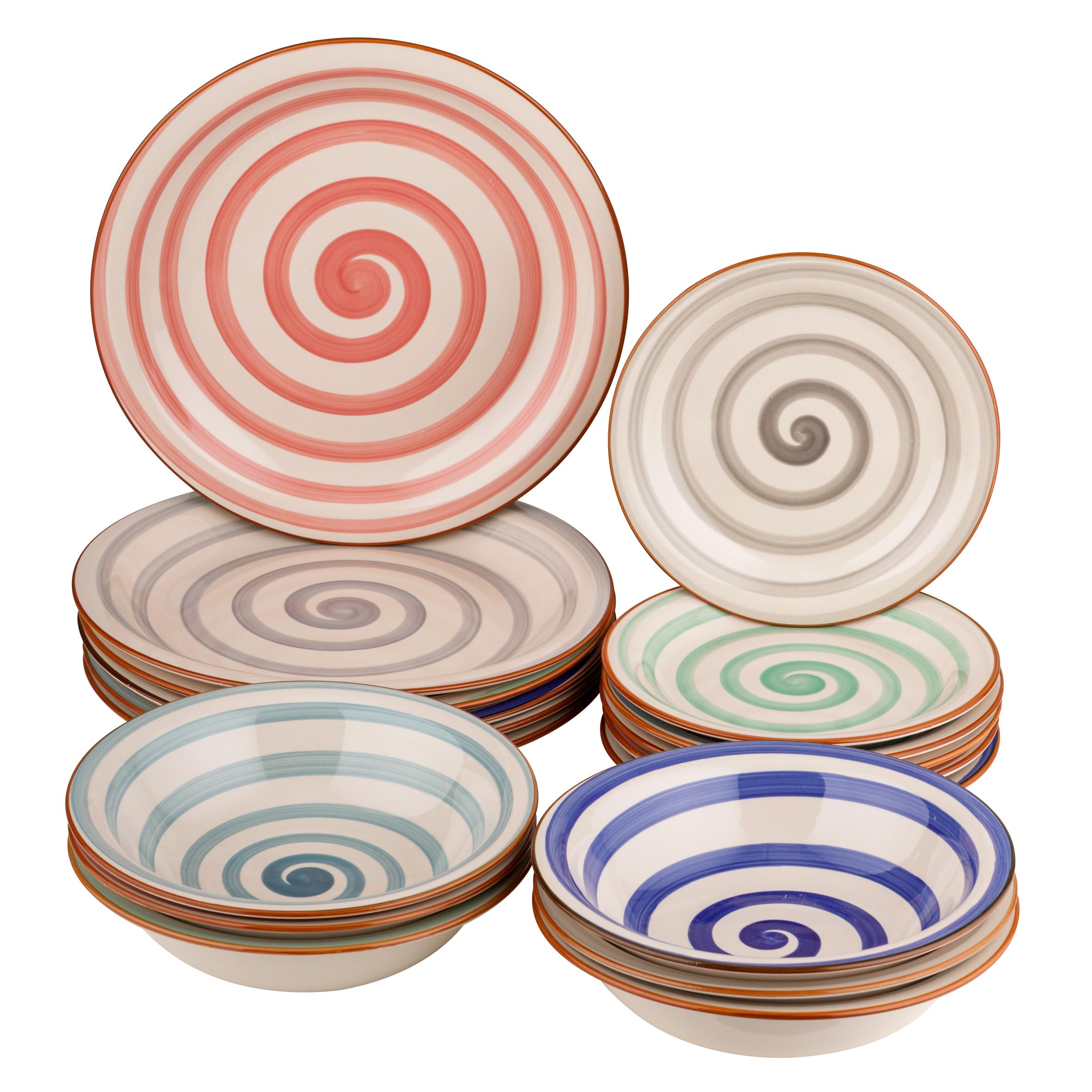 Baroni Home Servizio Piatti 18 Pezzi Ceramica Blue&Grey 6 Persone