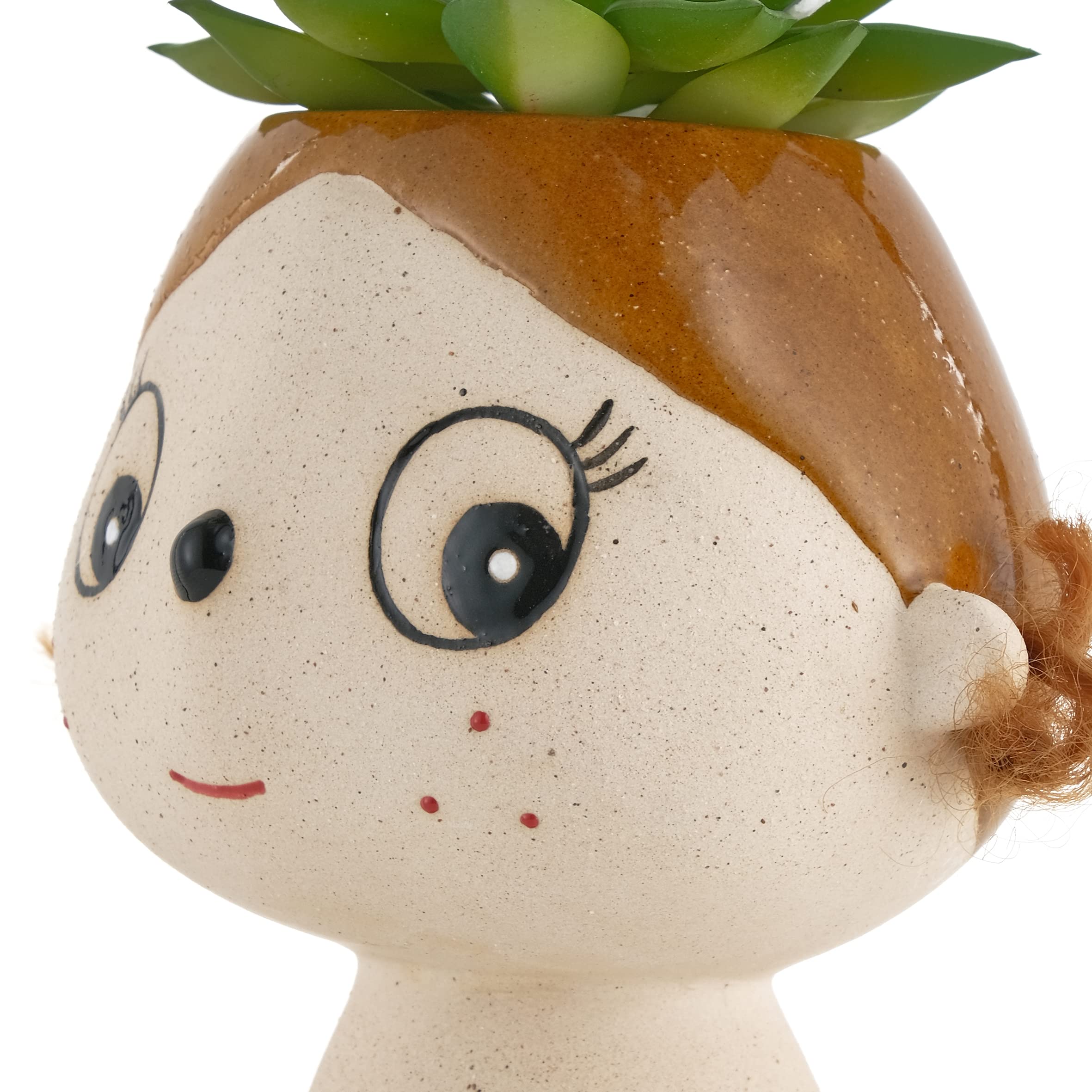 Baroni Home Ladies Girl con Treccine Vaso Testa Ceramica 22 cm