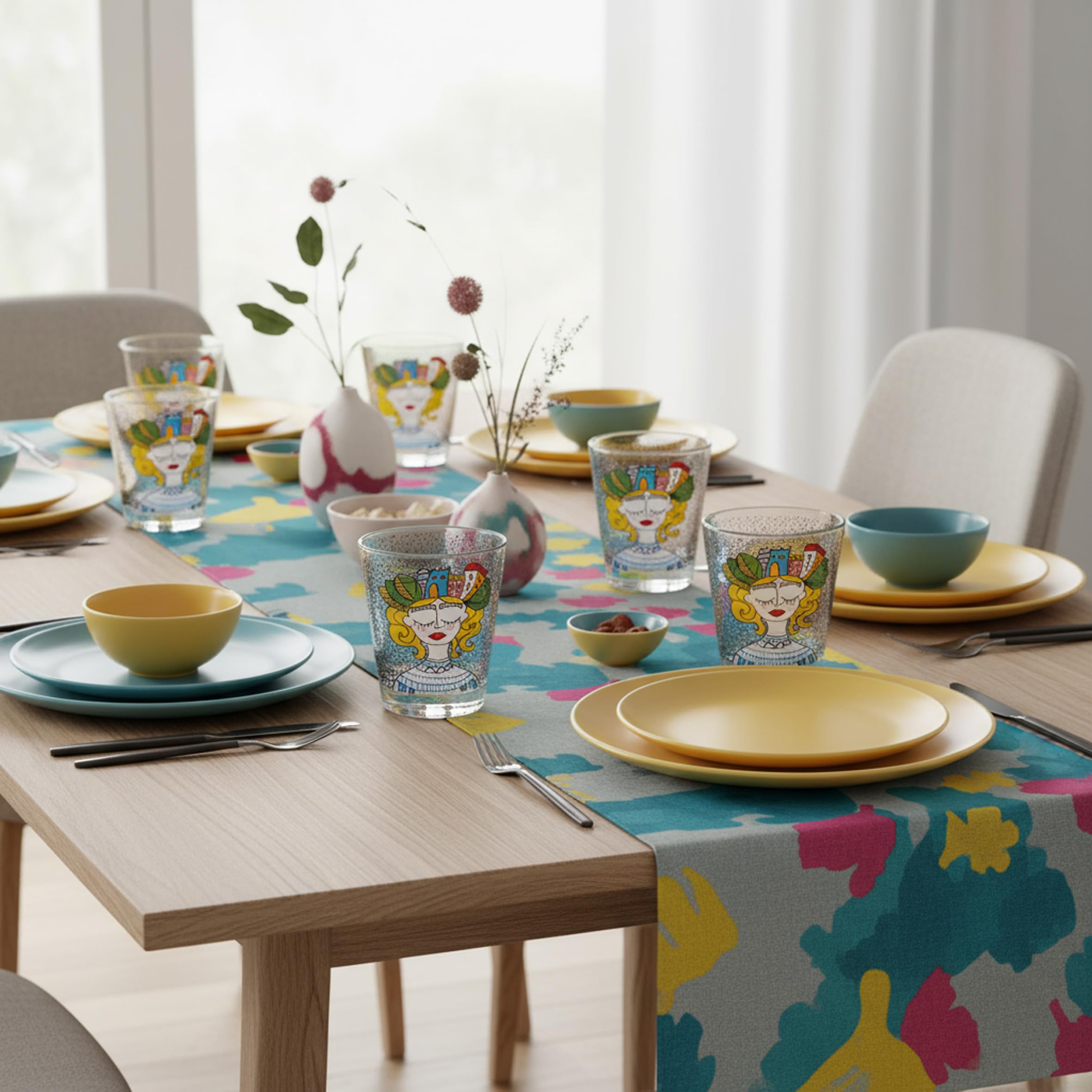 Baroni Home Set 6 Bicchieri Vetro 25 CL Lady City Colorati