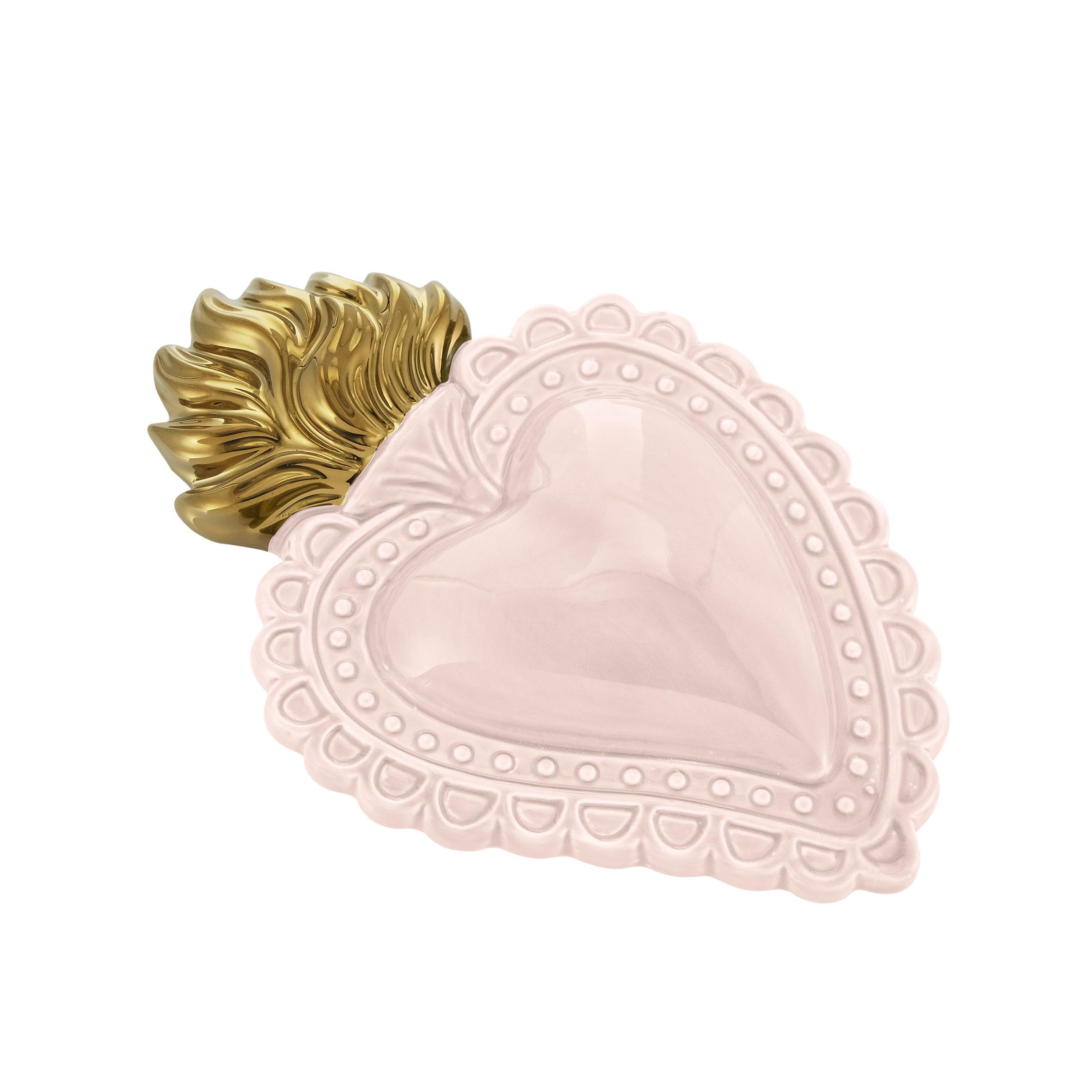 Baroni Home Cuore Sacro Ex-Voto Ceramica Panna 16x11 cm