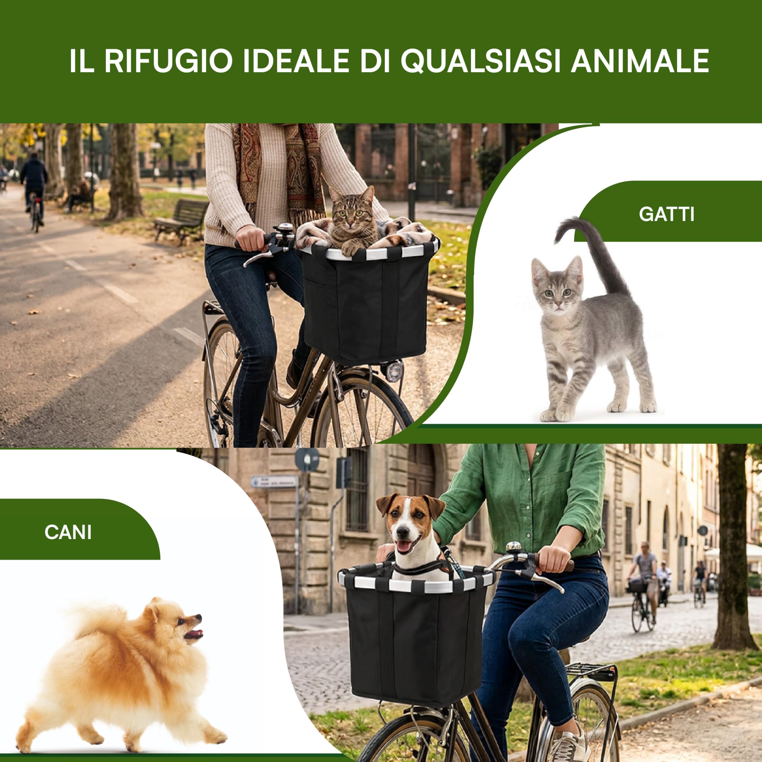 Baroni Home Cestino Bici Cani Gatti 34x27x27 cm Impermeabile