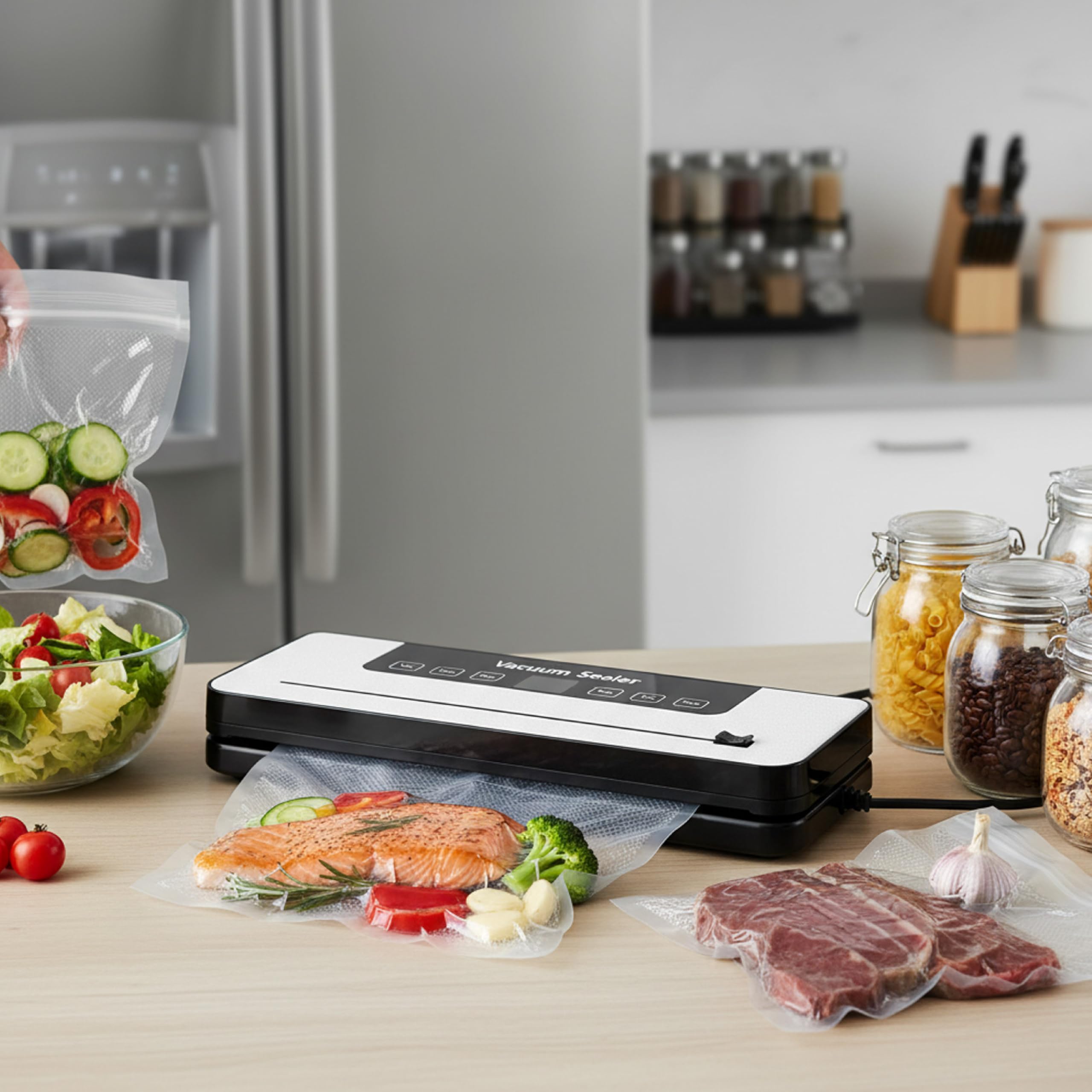 Baroni Home macchina sottovuoto automatica 30 sacchetti LED