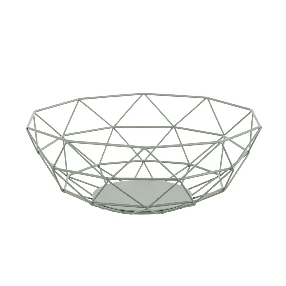 Baroni Home Salvia Cesto Portafrutta Metallo Verde 28x28x10 cm