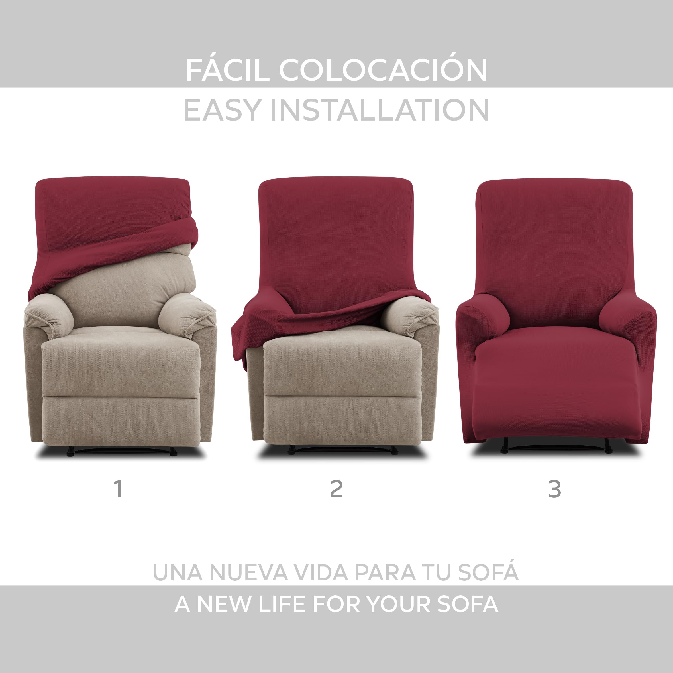 Textilhome Teide Copripoltrona Relax Rosso 1 Posto Antigraffio