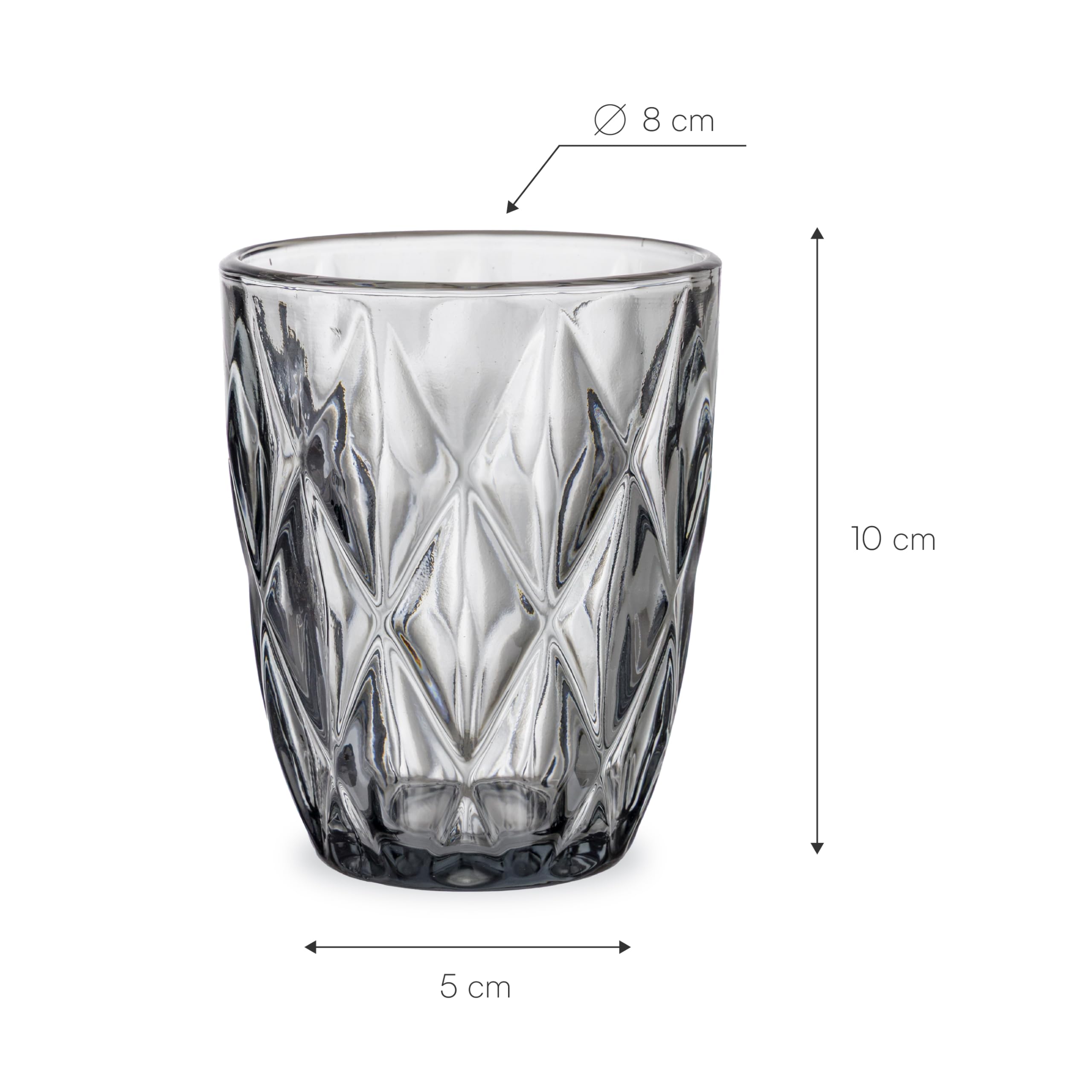 Baroni Home Set 6 Bicchieri Vetro Fumè Diamante 28 CL