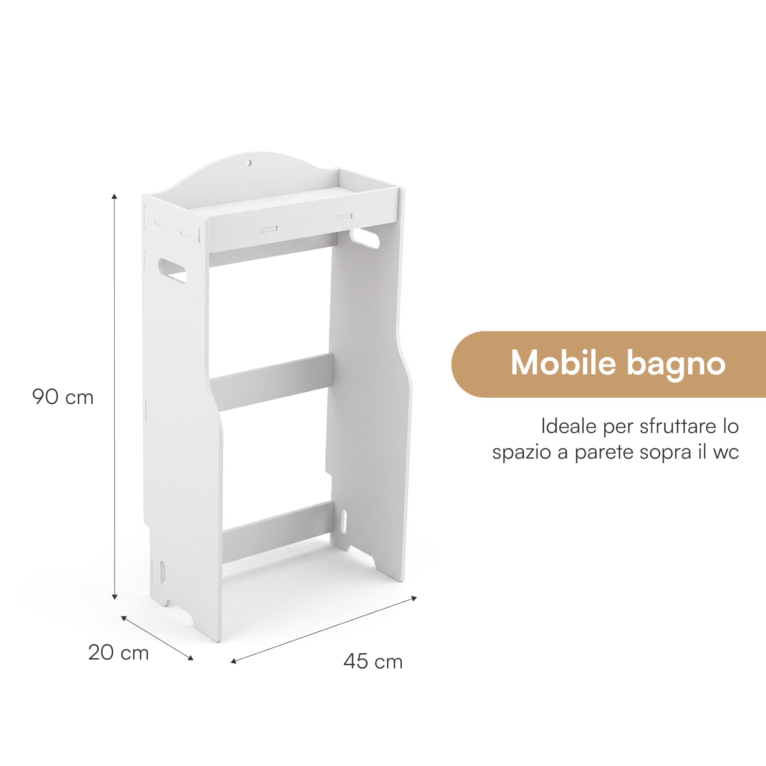 Baroni Home Mobile Sopra WC 1 Ripiano 48x20x90 cm Plastic Wood