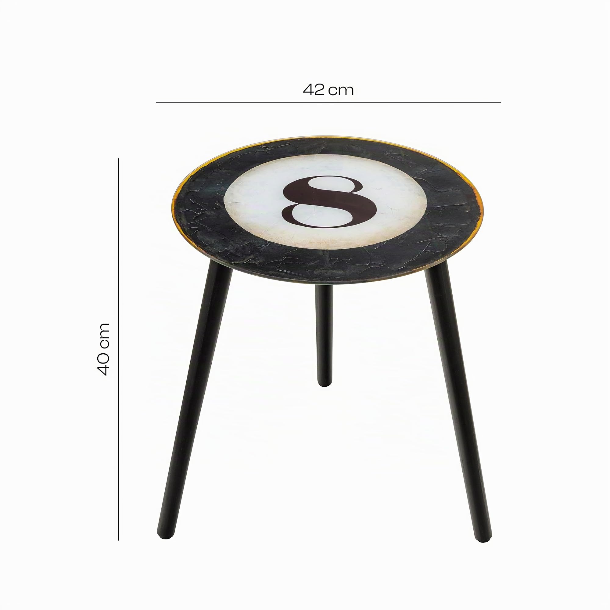Baroni Home tavolino vetro Biliardo 42x42x40 cm soggiorno