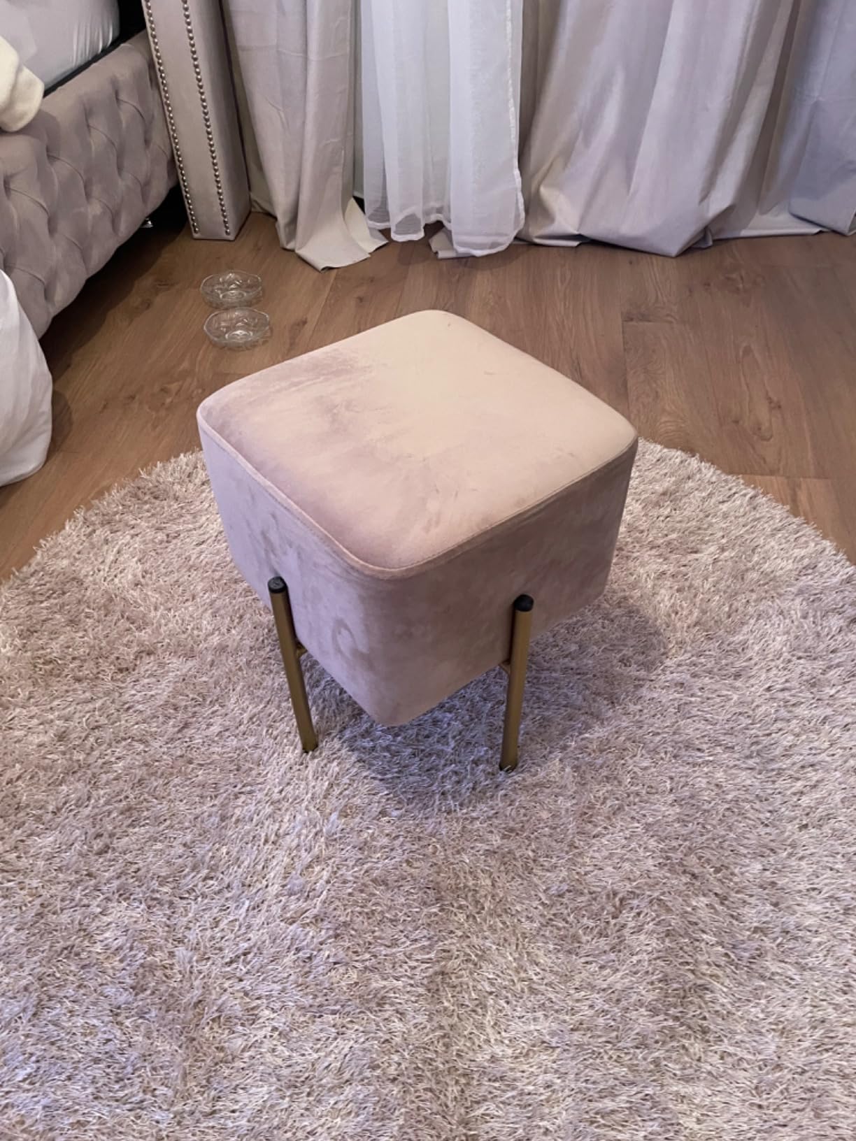 Baroni Home Pouf Velluto Fucsia Bordo Turchese 33x33x38 cm