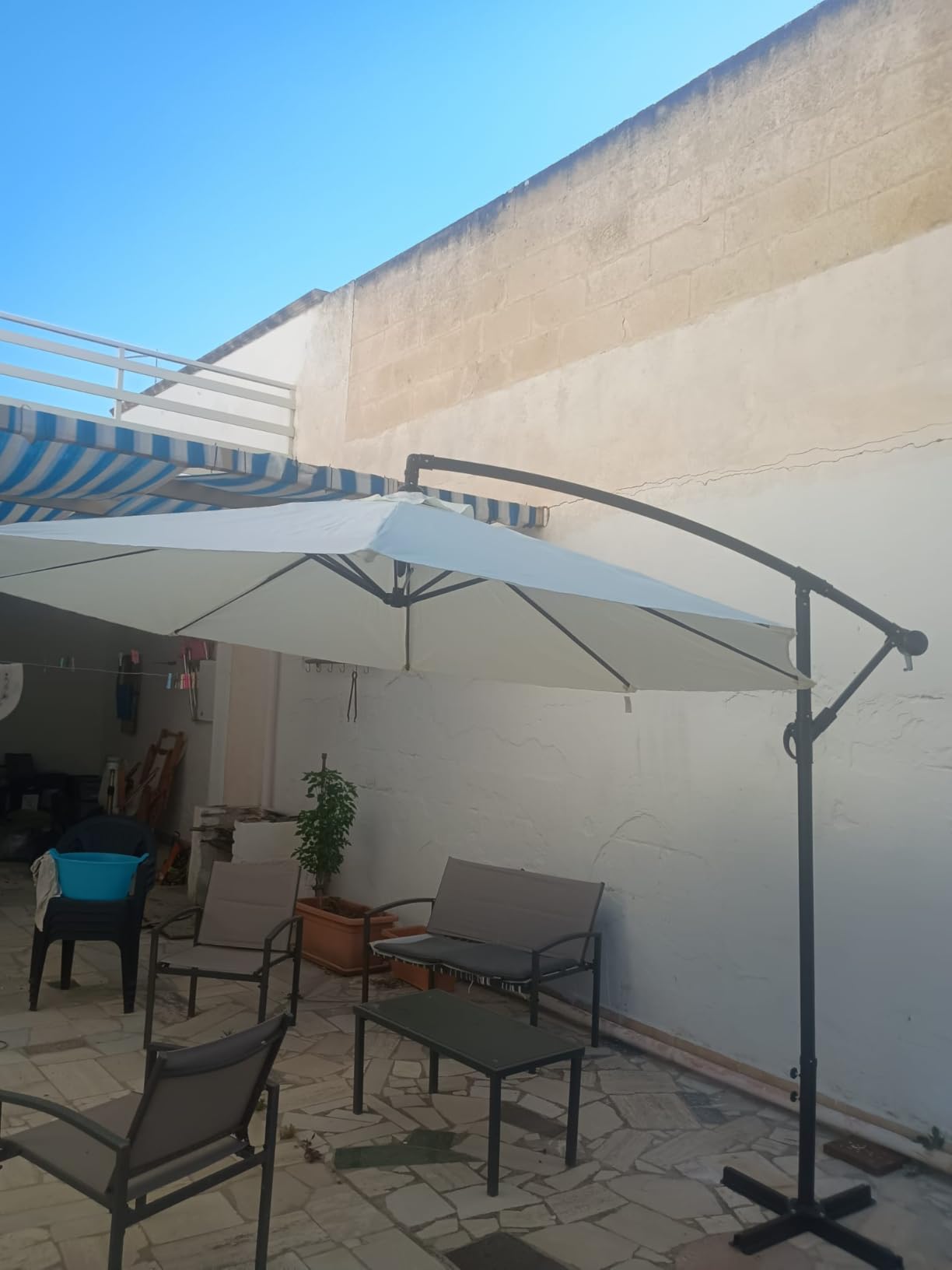 Baroni Home Ombrellone da Giardino Grigio 270x236 cm con Manovella