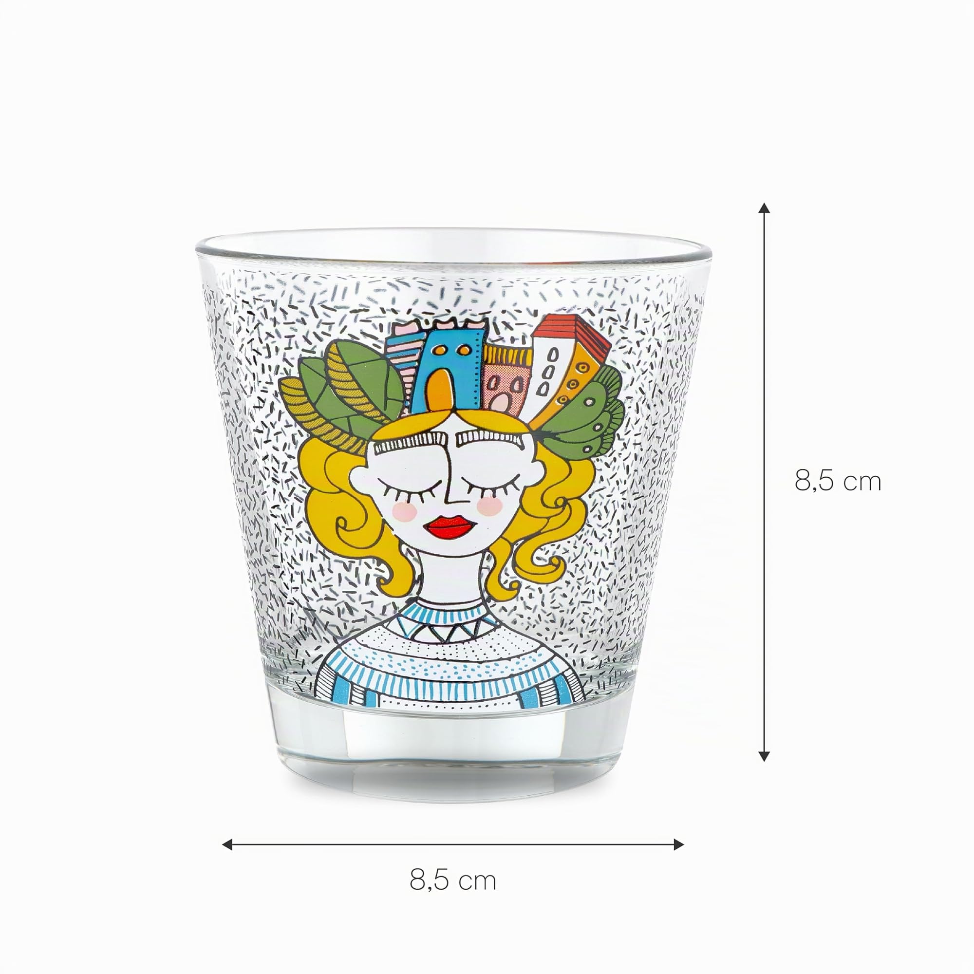 Baroni Home Set 6 Bicchieri Vetro 25 CL Lady City Colorati