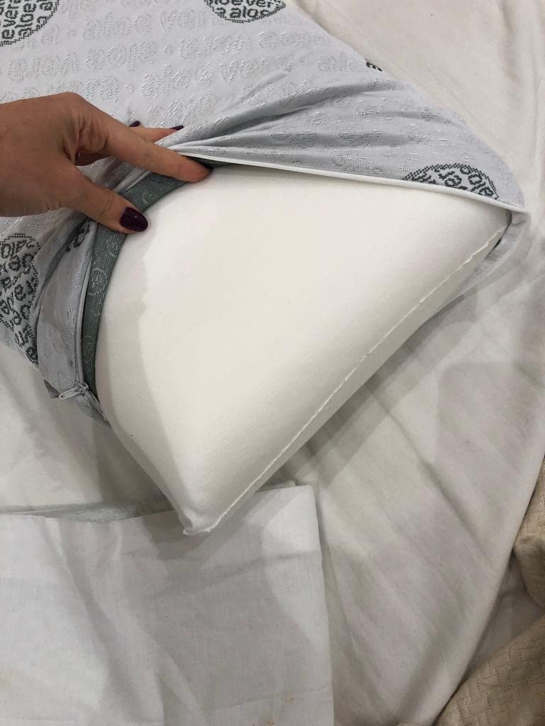 Textilhome Cuscino Memory Foam Cervicale 70 cm Aloe Vera Sfoderabile