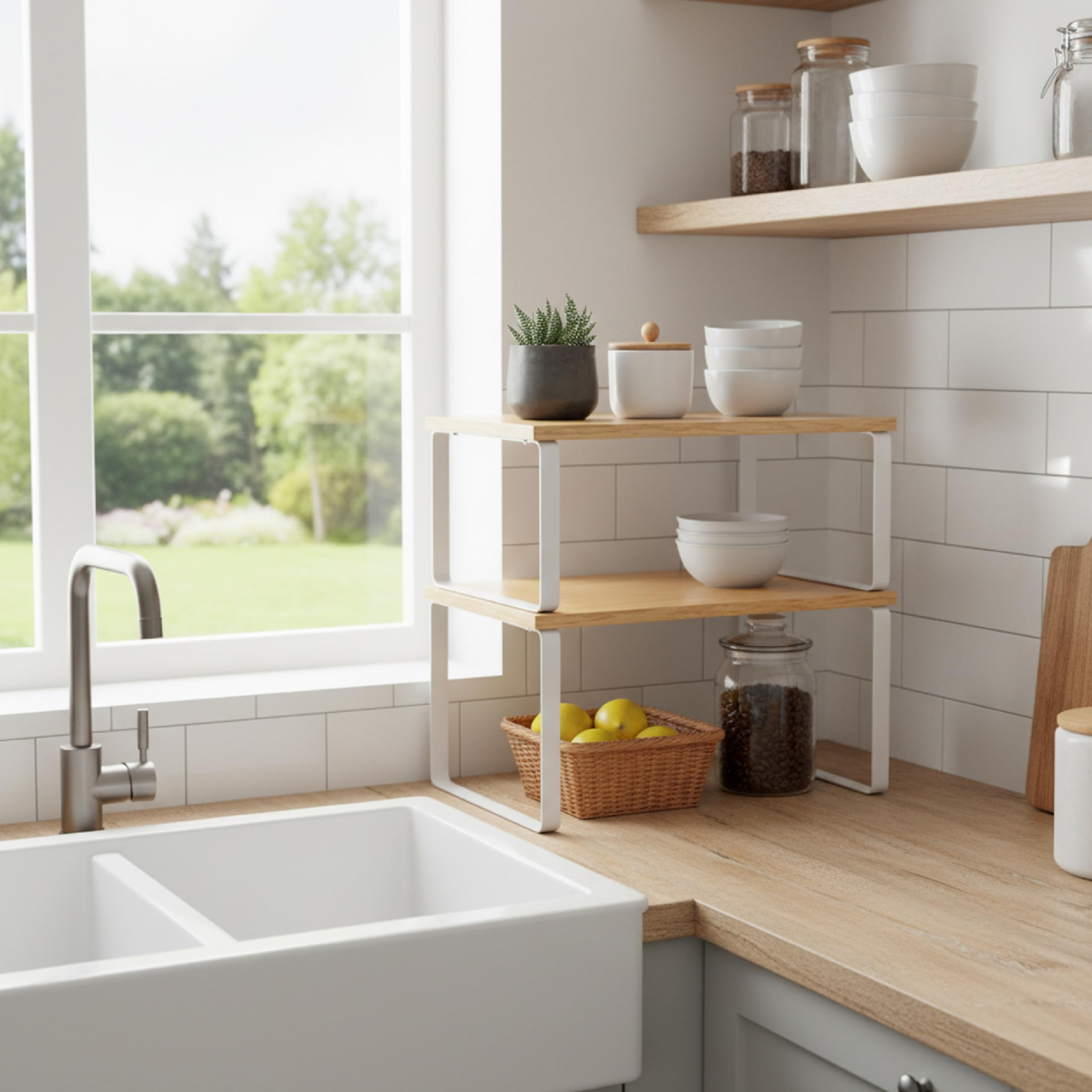 Baroni Home set 2 alzate cucina naturali 30x20x30 cm salvaspazio
