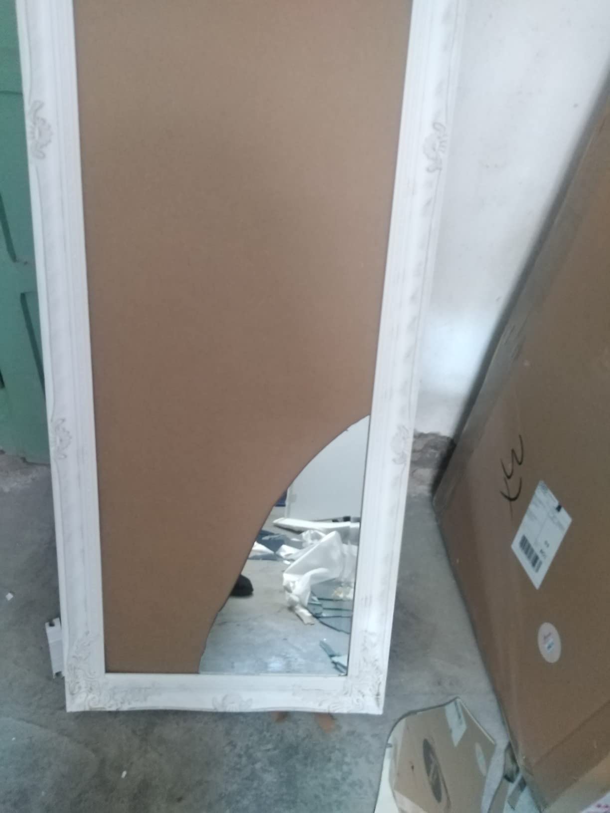 Baroni specchio da parete rettangolare 55x142 cm bianco anticato