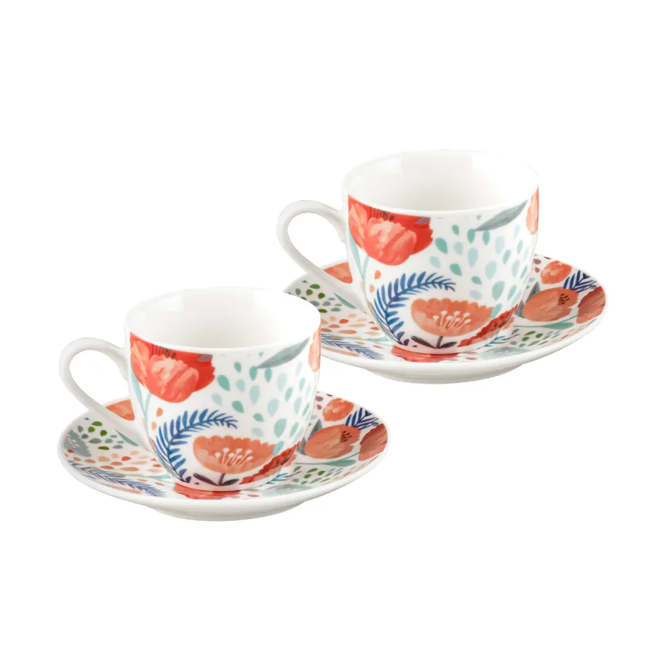 Baroni Home Papaveri Rossi set 2 tazzine caffè porcellana