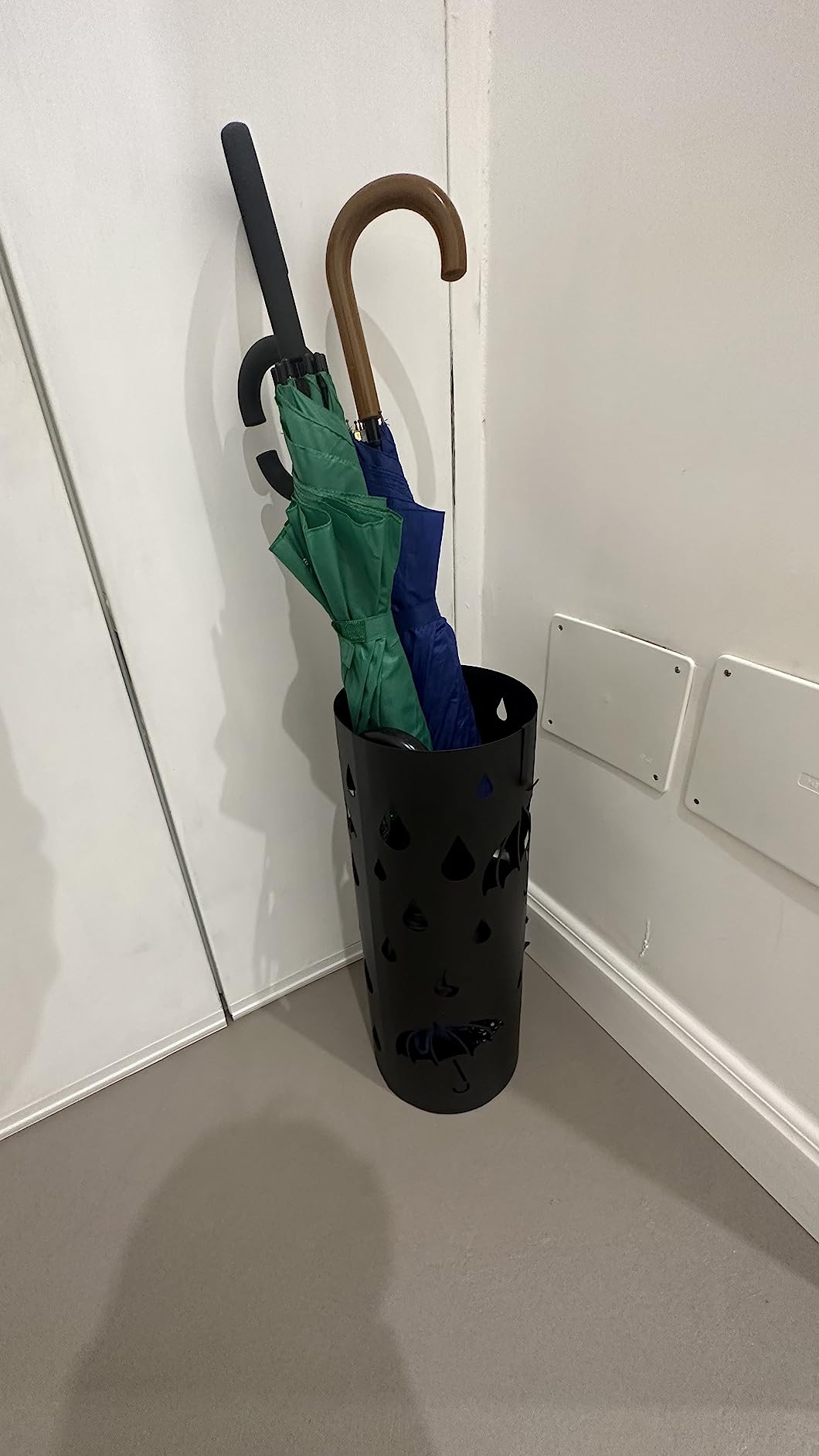Baroni Home portaombrelli cilindrico pioggia metallo bianco