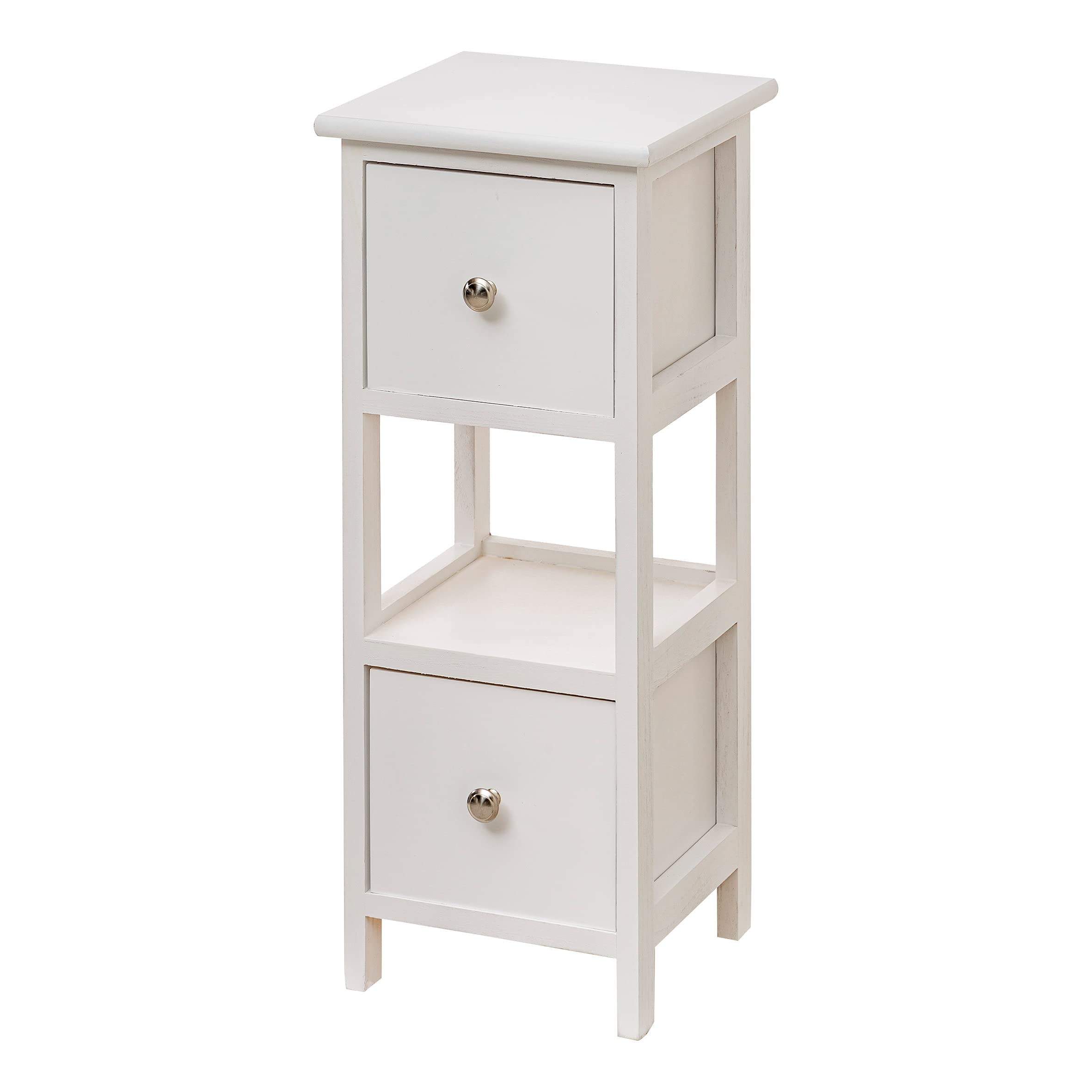 Baroni Home comodino bianco sportello e ripiani 30x30x73 cm