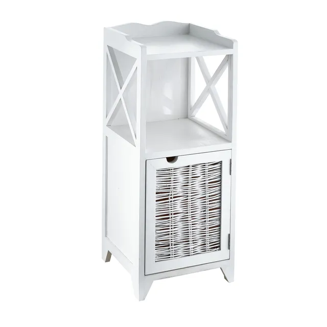 Baroni Home comodino bianco sportello e ripiani 30x30x73 cm