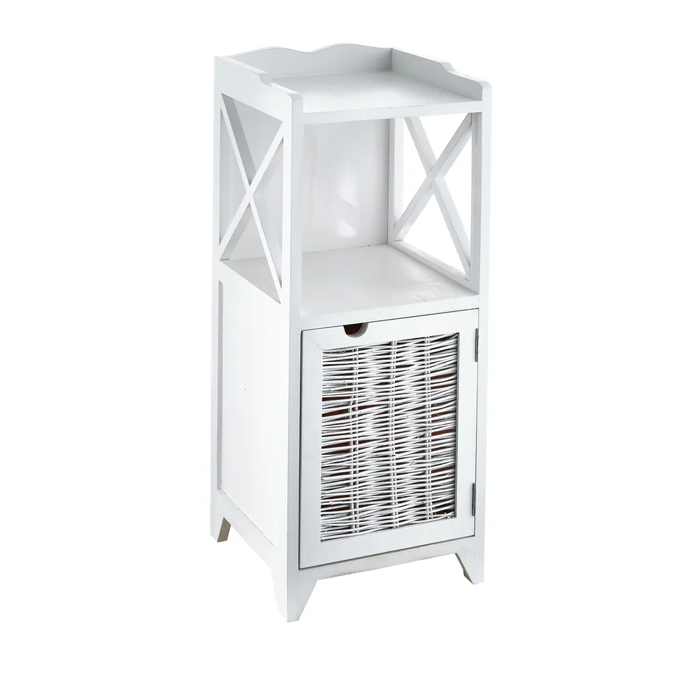 Baroni Home comodino bianco sportello e ripiani 30x30x73 cm