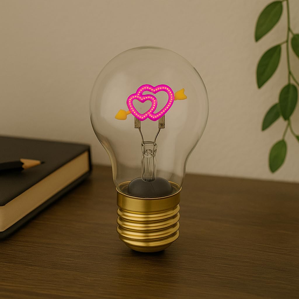 Baroni Home Lampadina Cuori con Freccia lampada tavolo USB