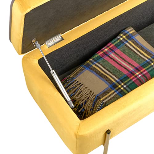 Baroni Home Cassapanca Pieghevole Gialla 80x40x40 cm Velluto