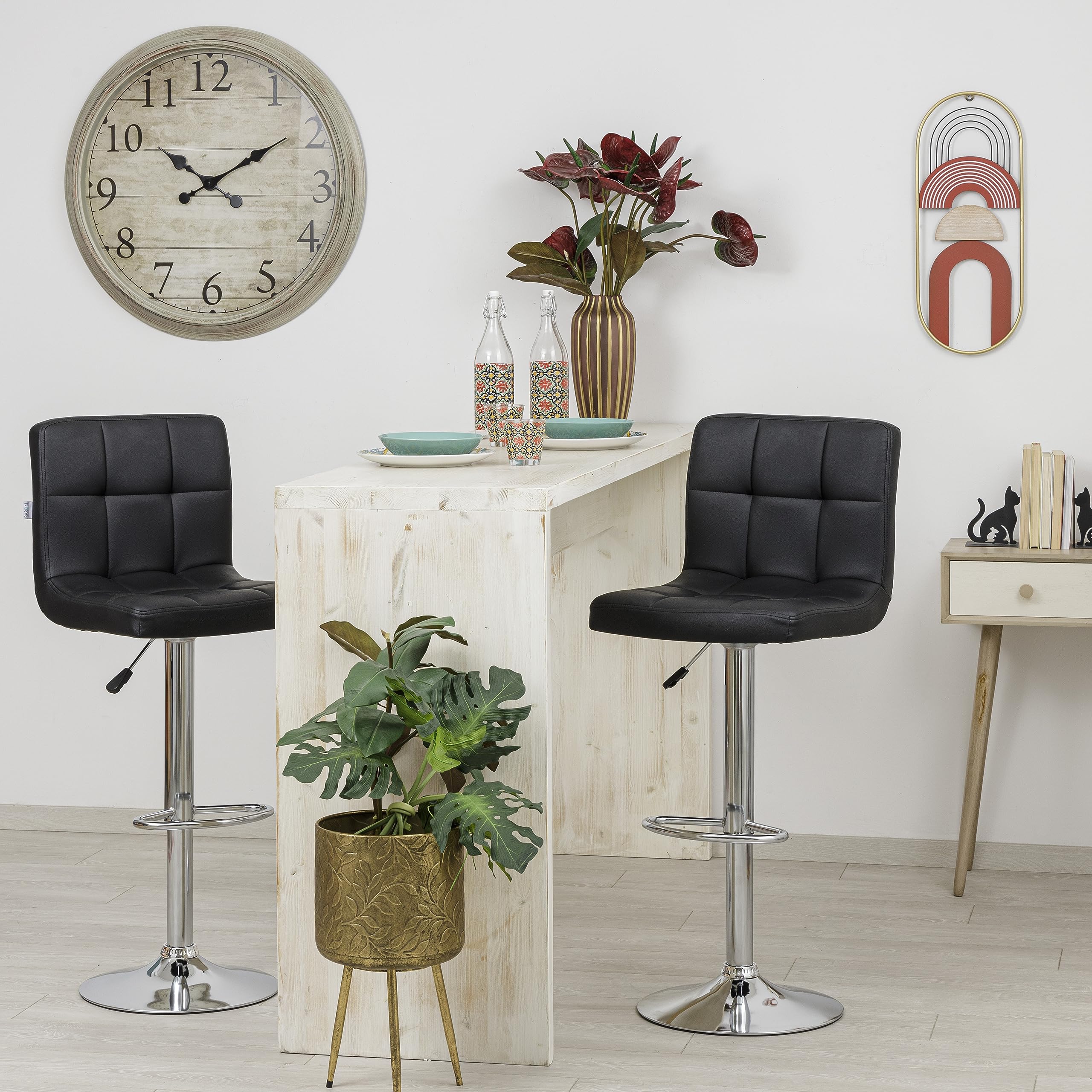 Baroni Home sgabello bar cucina nero ecopelle 1 pezzo regolabile