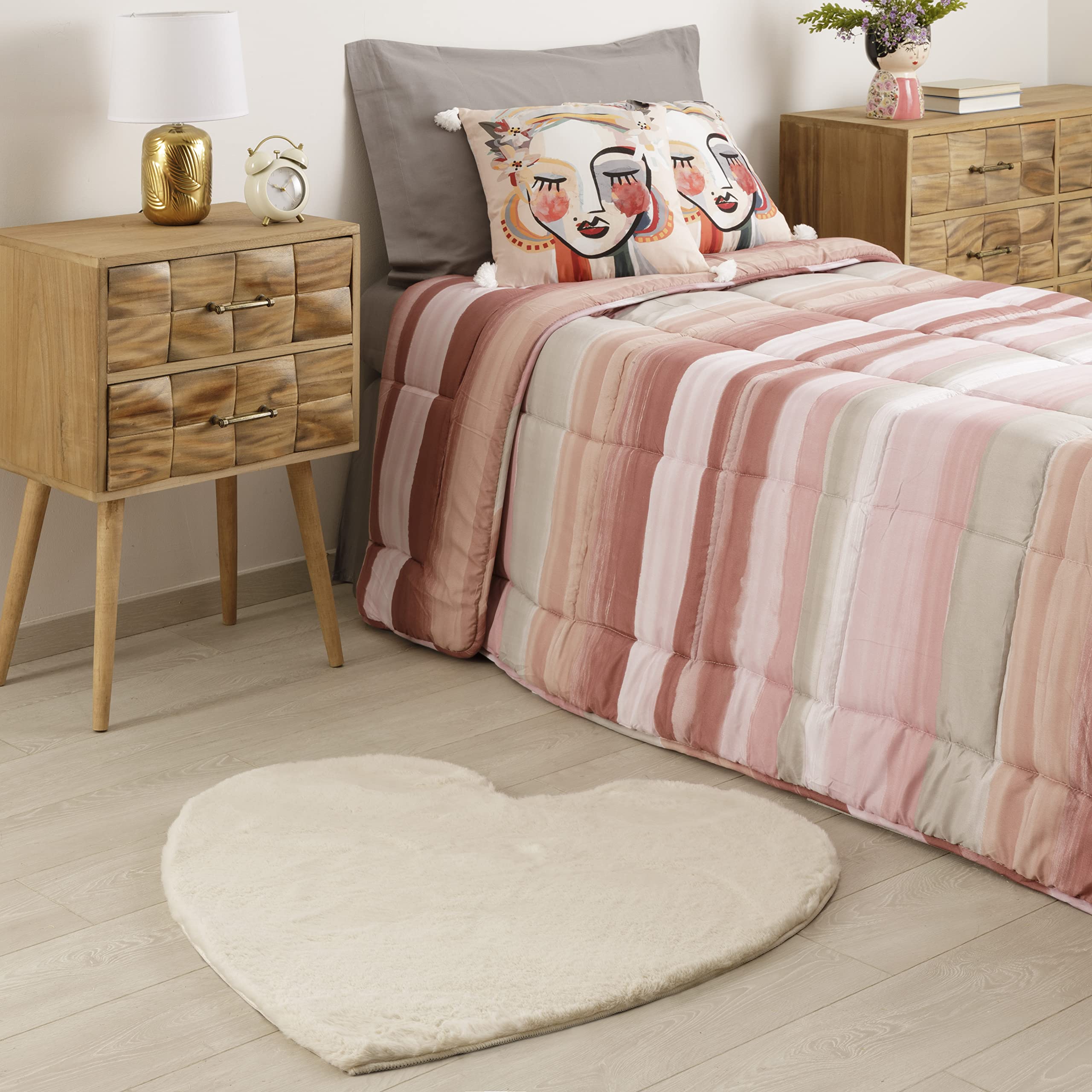 Baroni Home Tappeto Cuore Natural Pelo Lungo 90x90 cm
