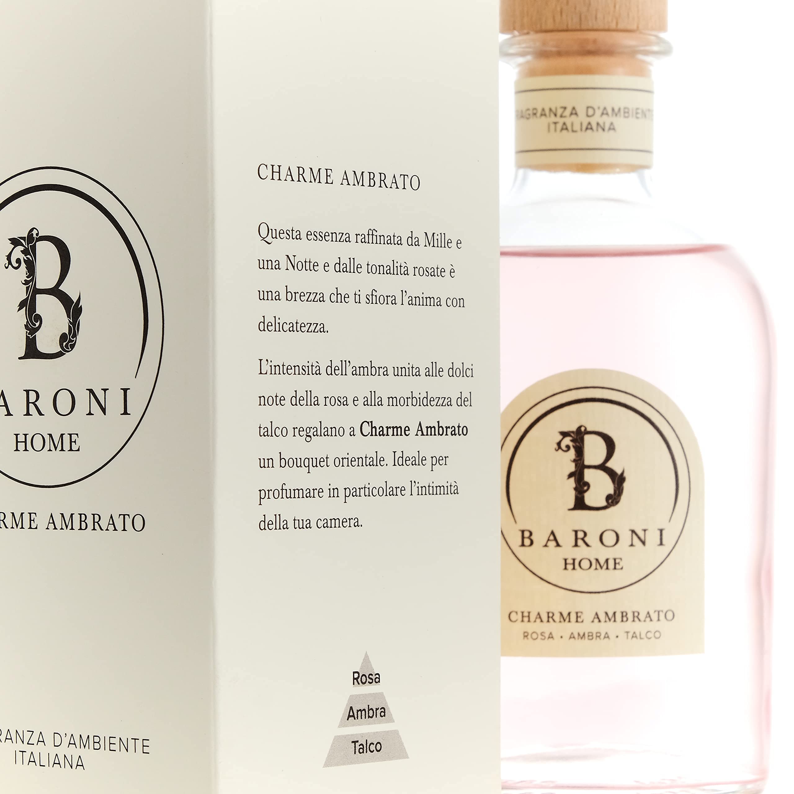 Baroni Home diffusore bastoncini Charme Ambrato 250 ml naturale
