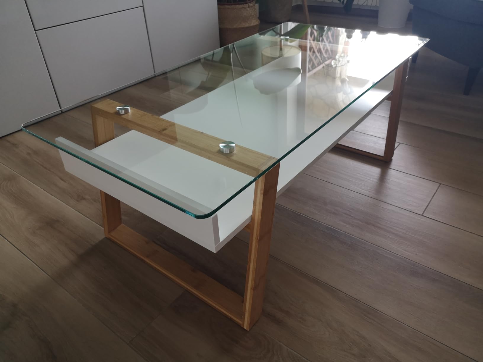 bonVIVO Donatella Scrivania Piccola Bianco H 40 cm Vetro