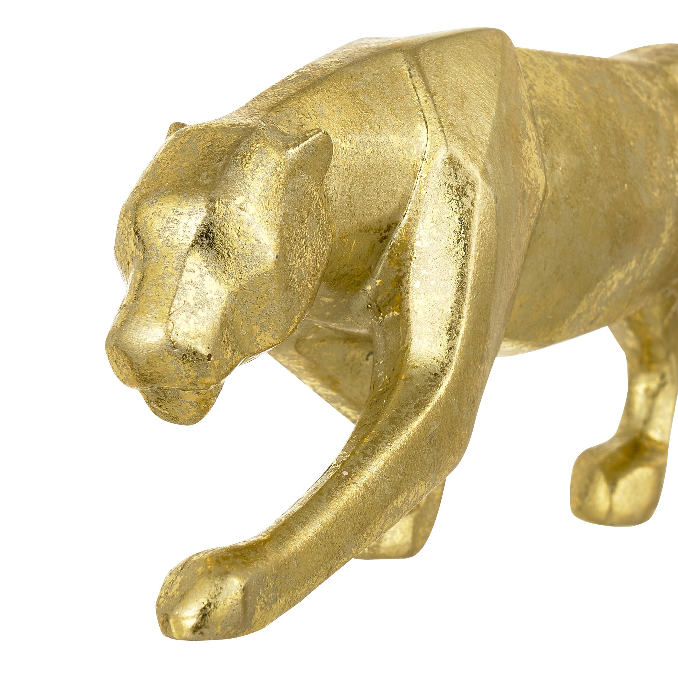 Baroni Home Statuetta Leopardo Oro in Resina 24x5x7 cm Moderna