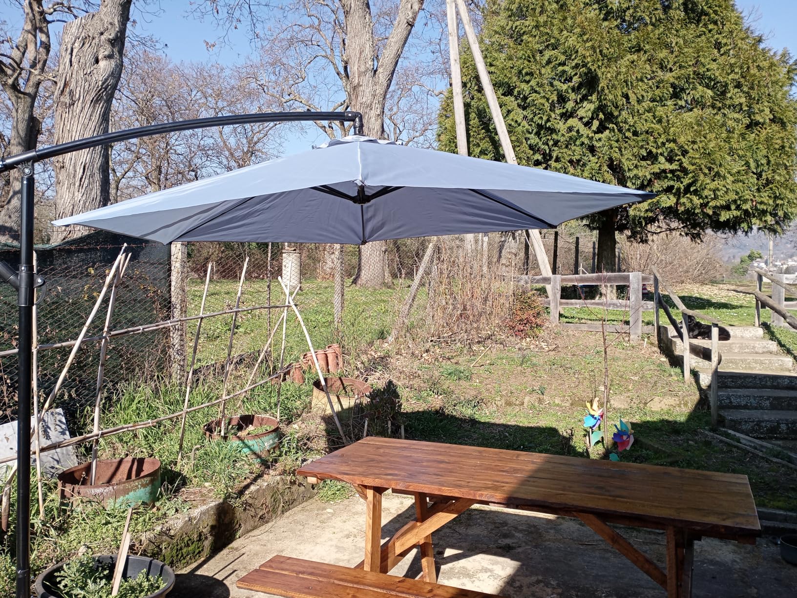 Baroni Home ombrellone da giardino bianco Ø 270 cm palo centrale