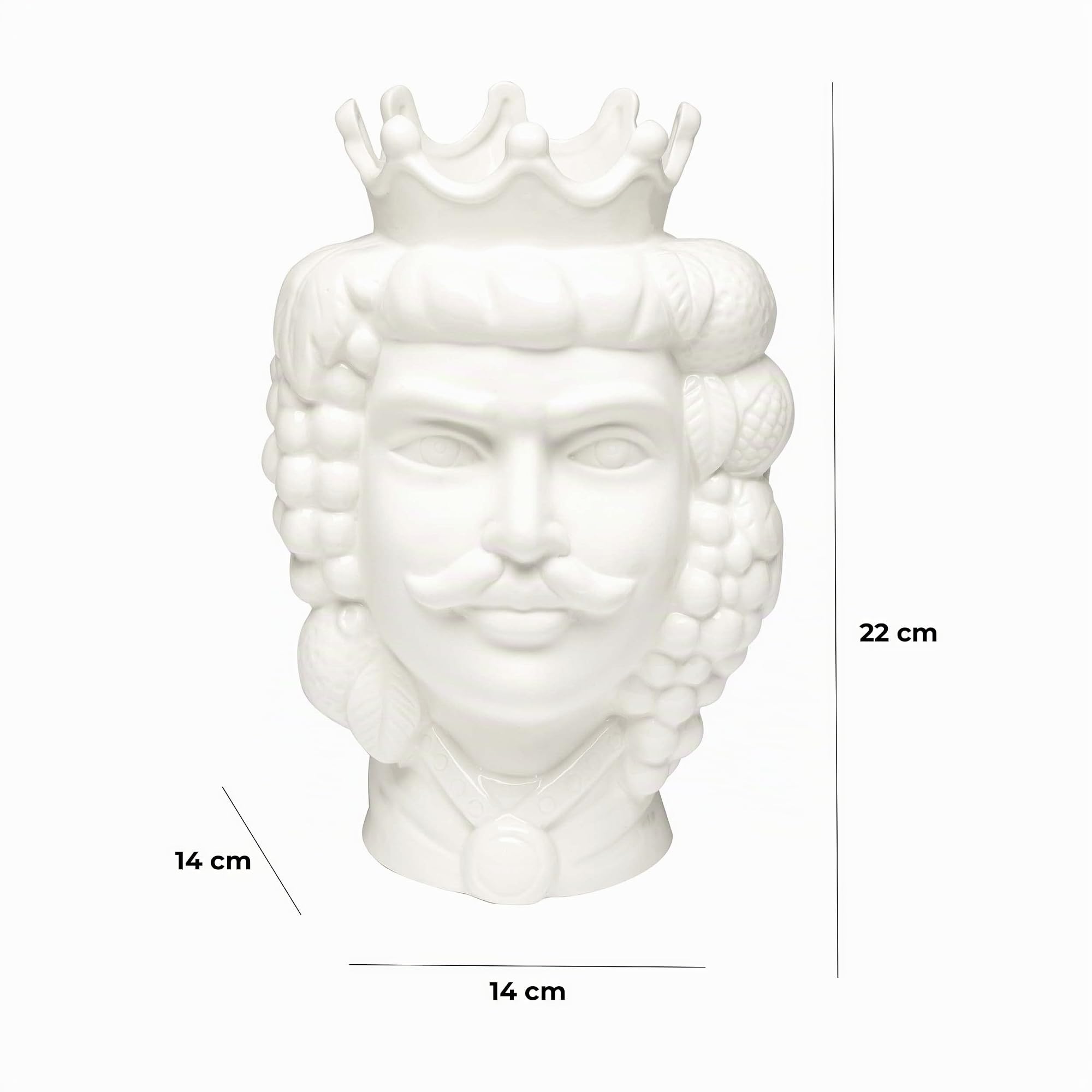 Baroni Home Testa di Moro Re Bianco in Ceramica 14x14x22 cm