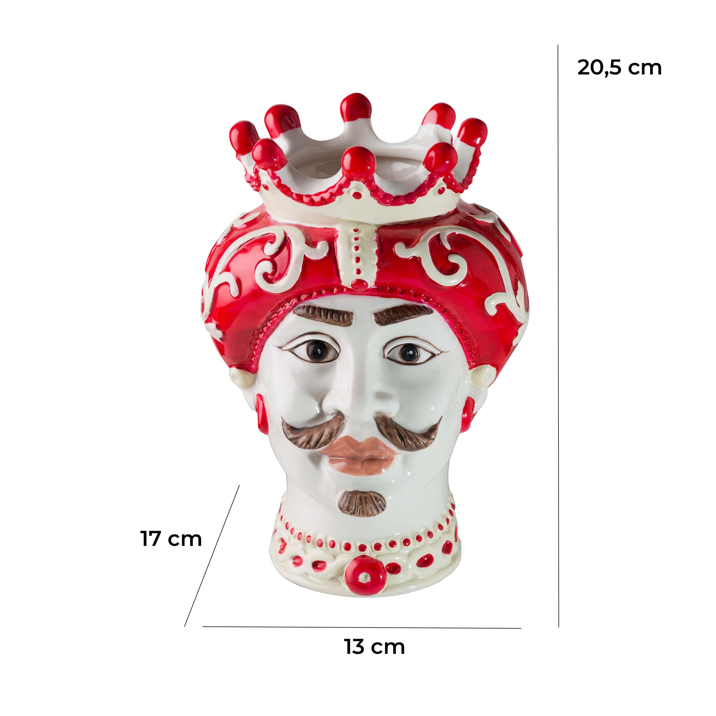 Baroni Testa di Moro Re Vaso Porcellana Rosso 13x13x20,5 cm