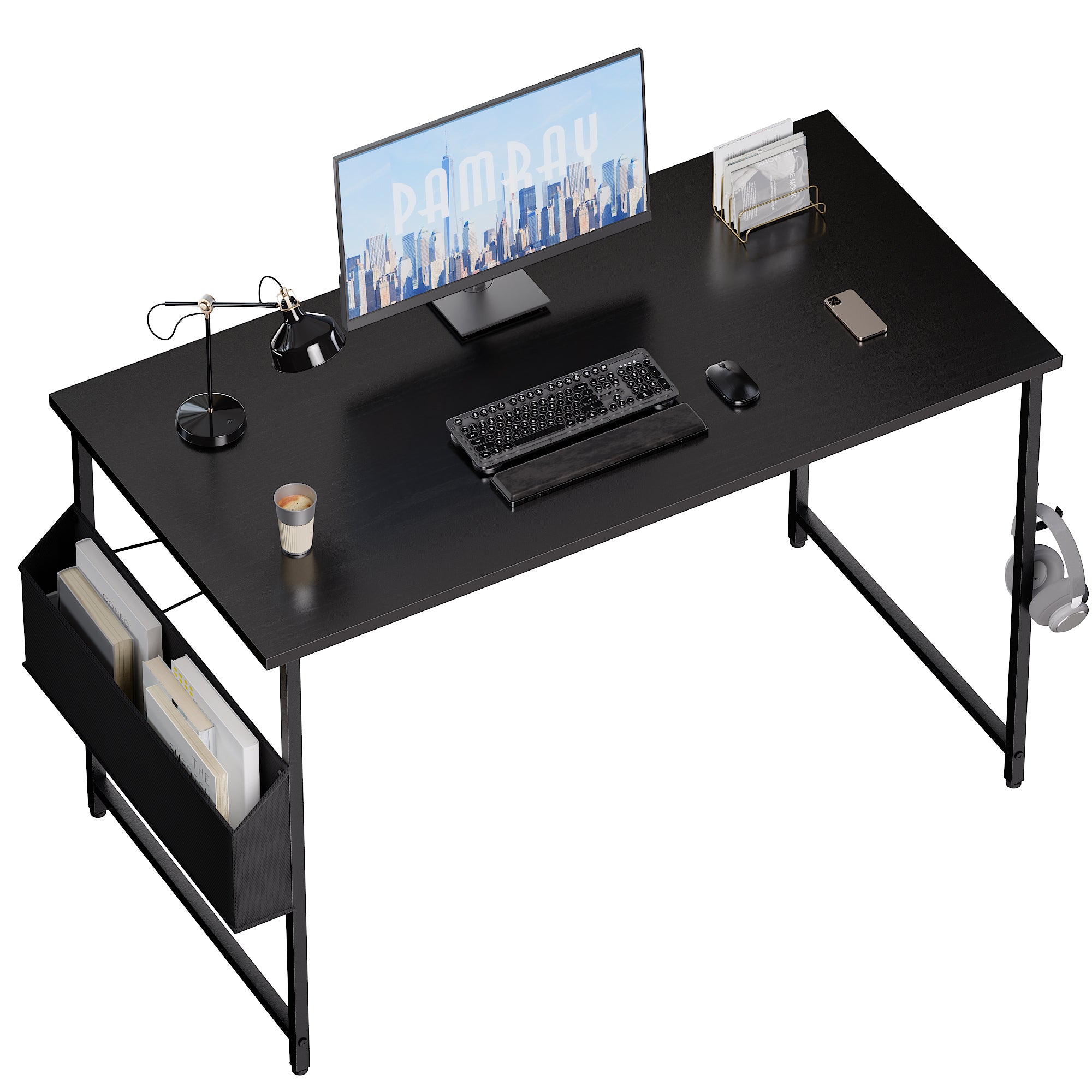 Pamray 47 Pollici Scrivania Computer Nero 120 cm Salvaspazio