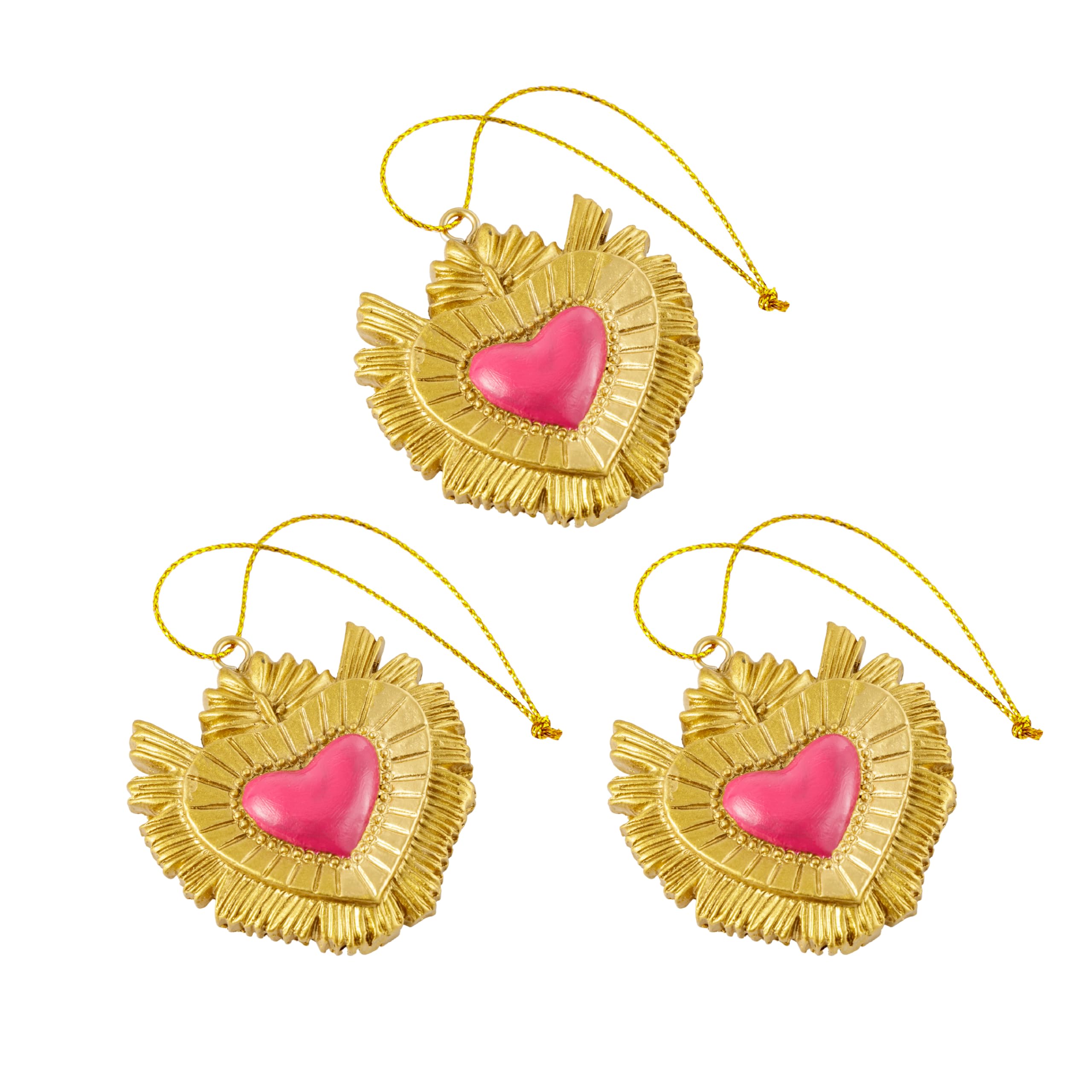 Baroni Home Sacro Cuore set 3 pendenti rosa resina