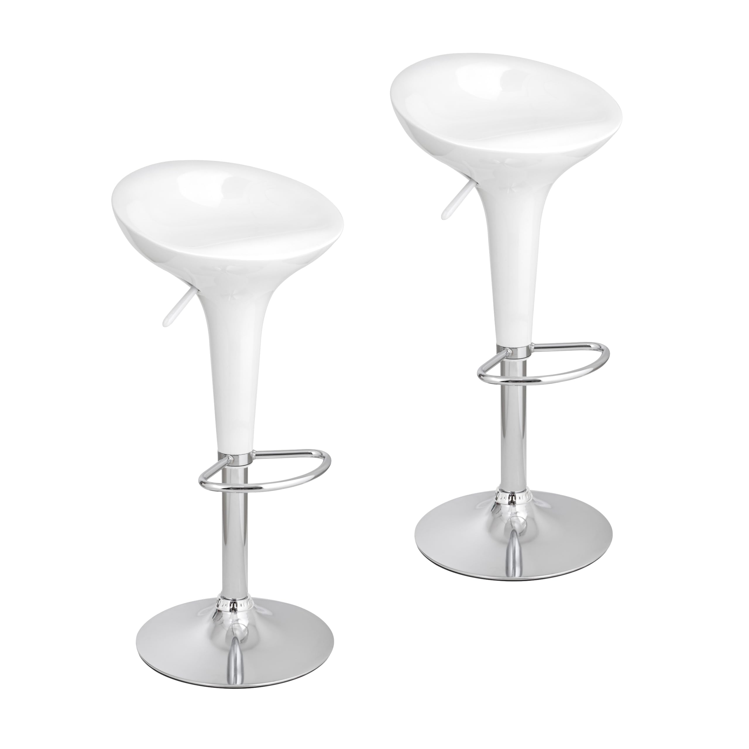 Baroni Home Sgabello Bar Girevole Bianco 2 Pezzi Altezza Regolabile