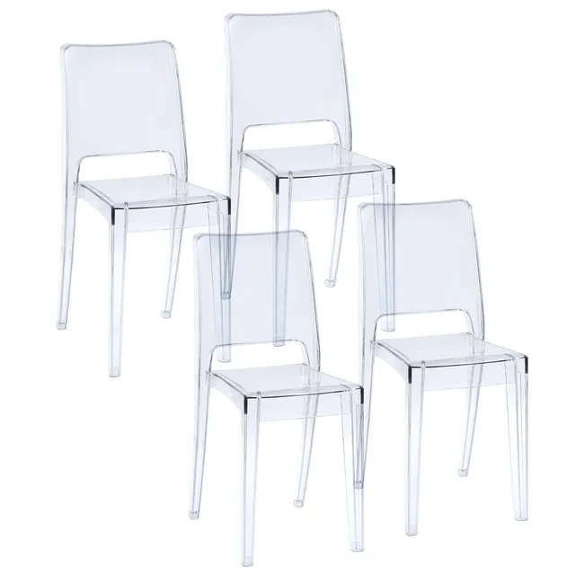 Baroni Home Set 4 Sedie Trasparenti Impilabili Trasparente