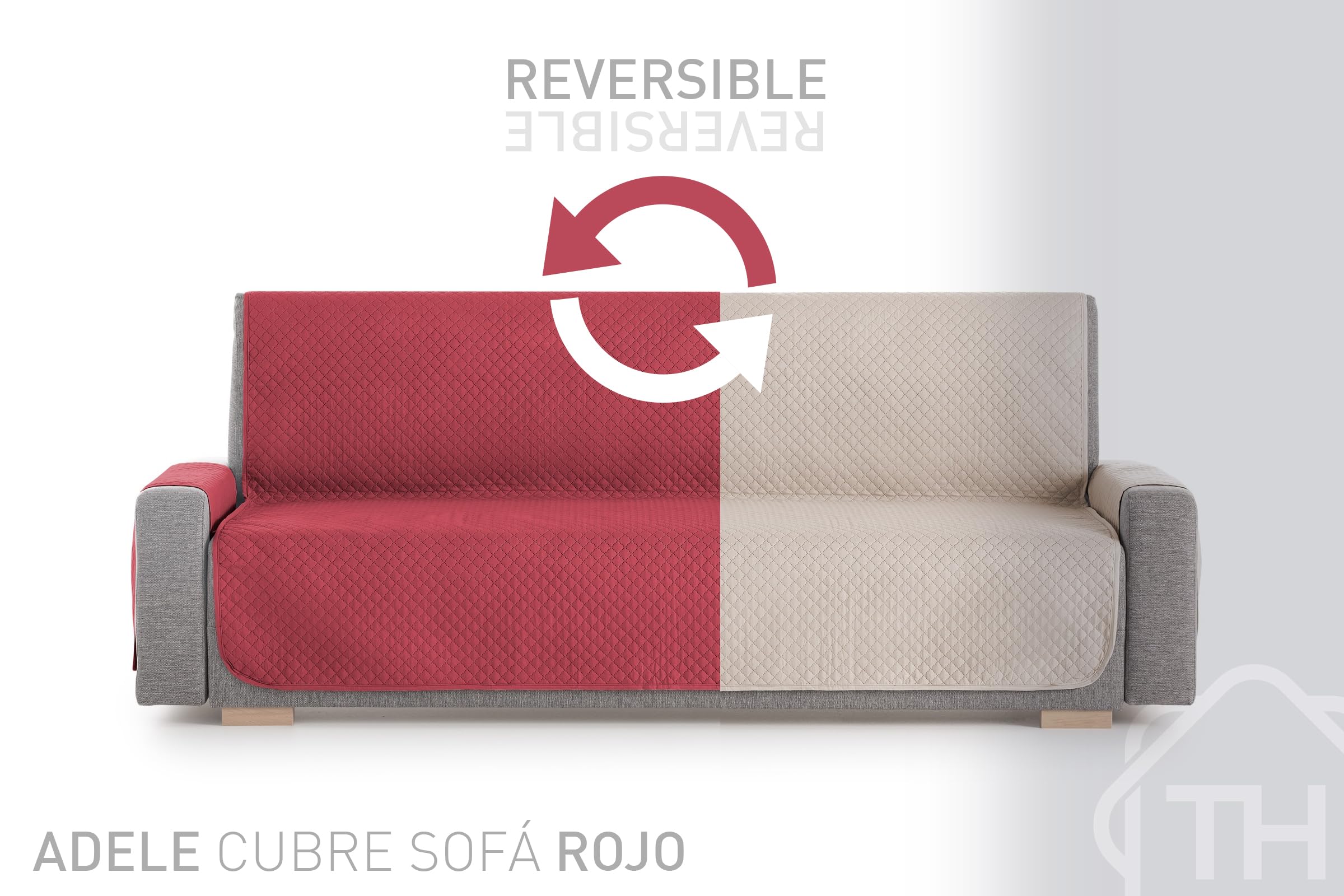 Textilhome Adele copridivano 3 posti 160 cm rosso trapuntato