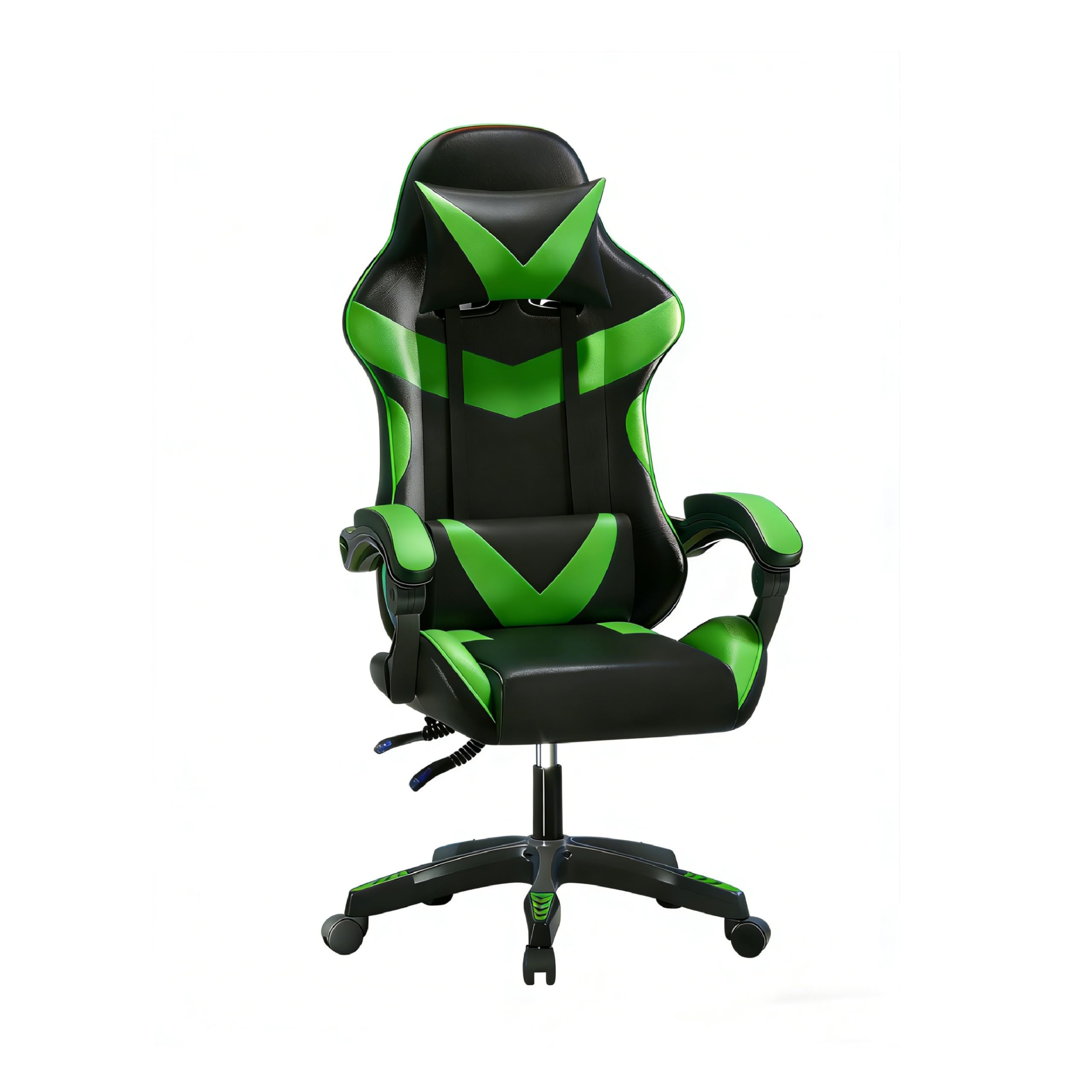 Baroni Home sedia gaming nera e verde reclinabile similpelle