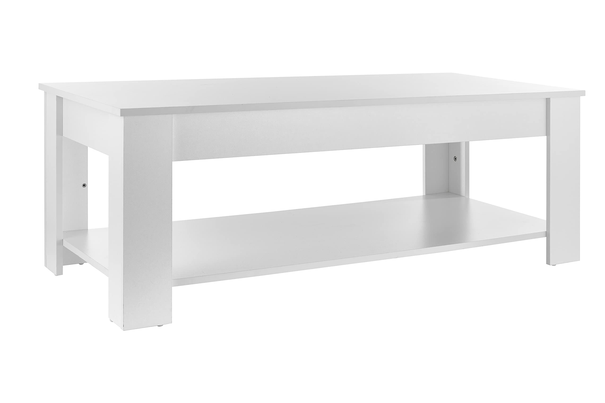 Baroni Home Tavolino Salotto Bianco 120x60x45 con Ripiano