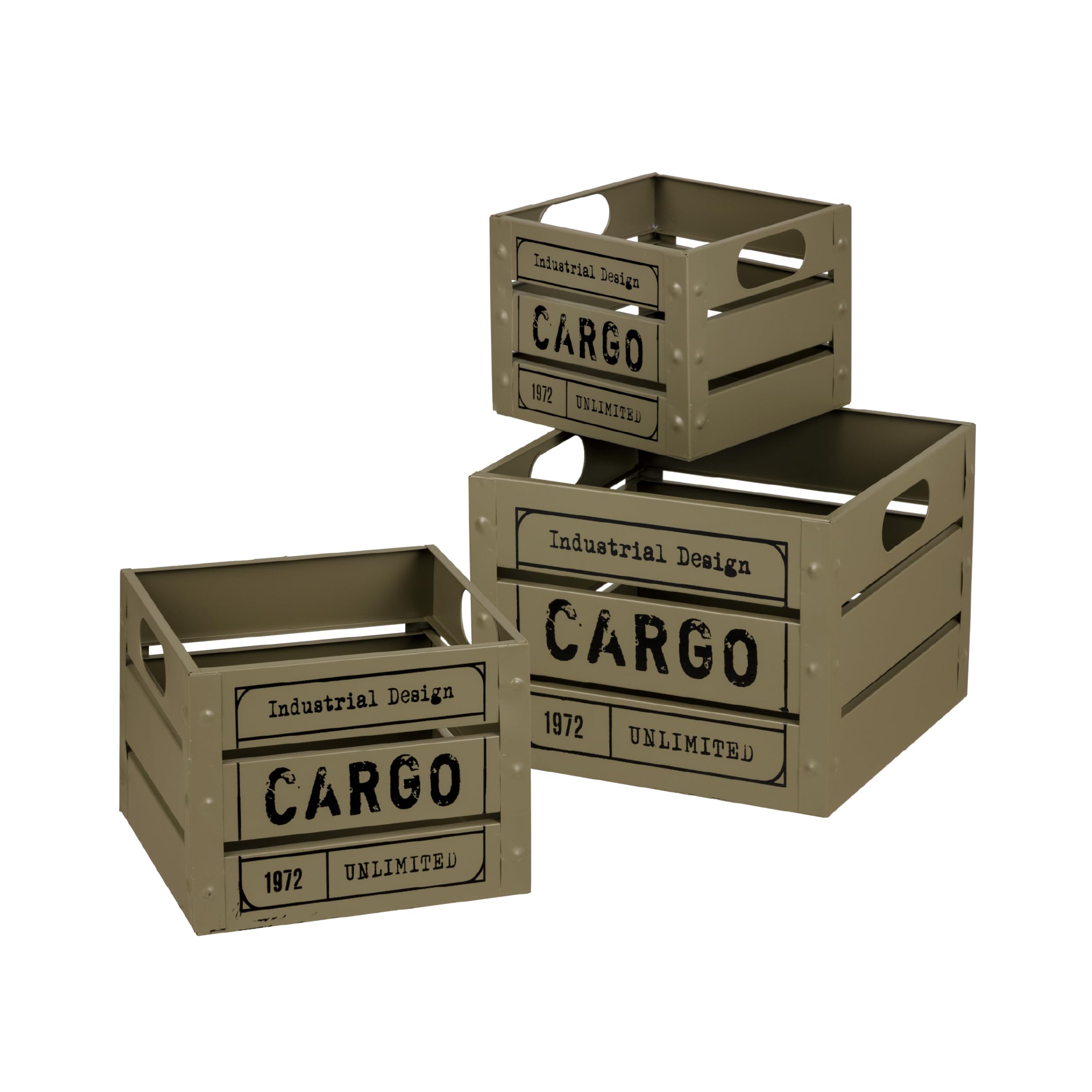 Baroni Home Cargo set 3 cassette metallo quadrate mattone