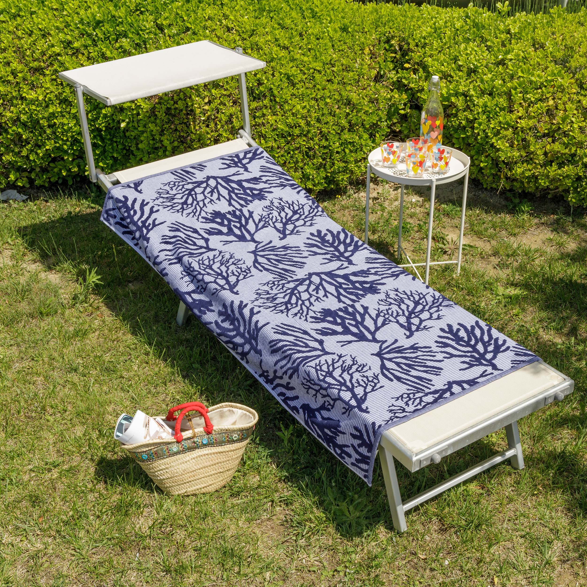 Baroni Home Telo Mare Jacquard Blu 90x160 cm Cotone