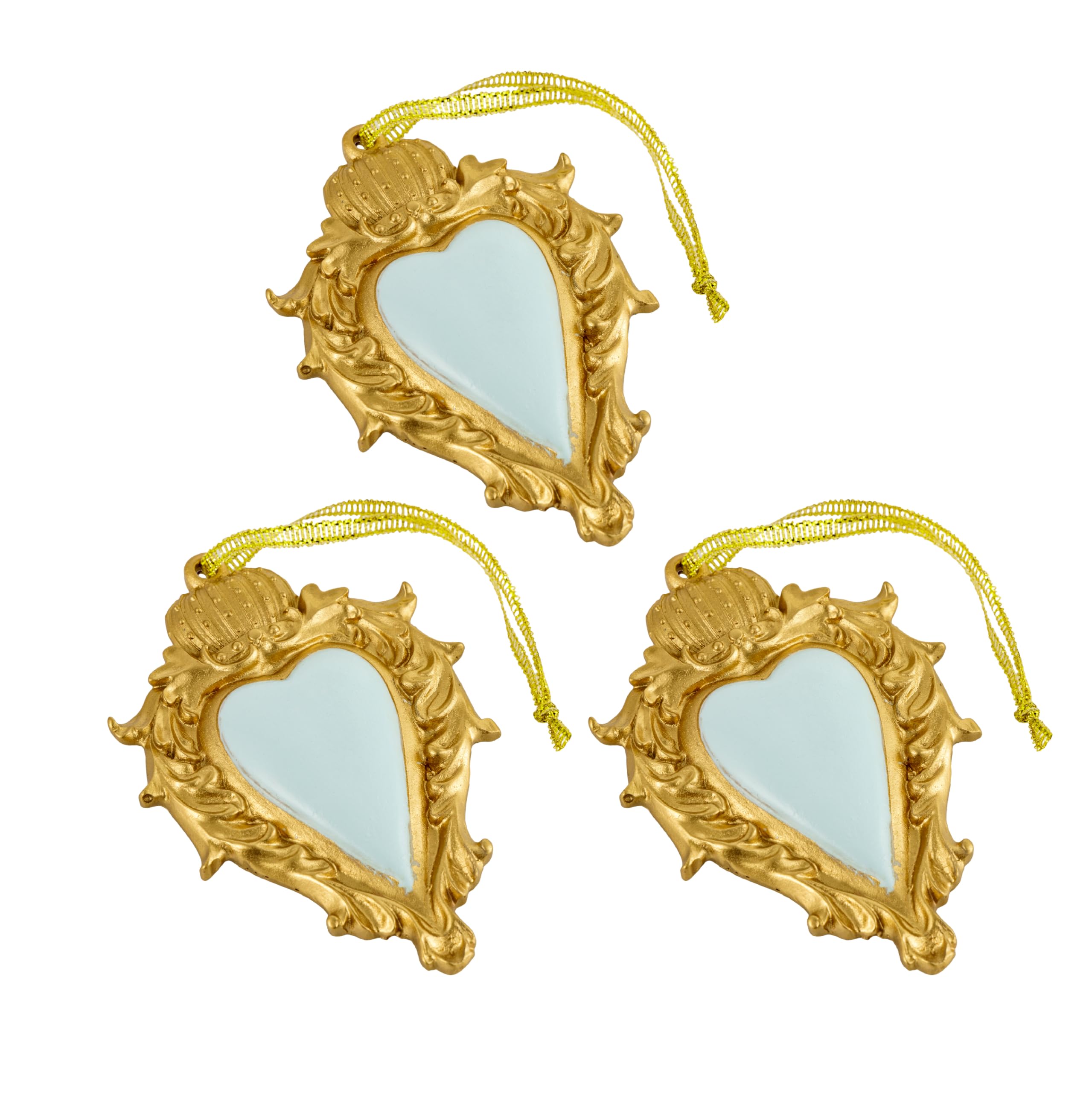 Baroni Home Sacro Cuore Ex Voto pendenti resina giallo set 3
