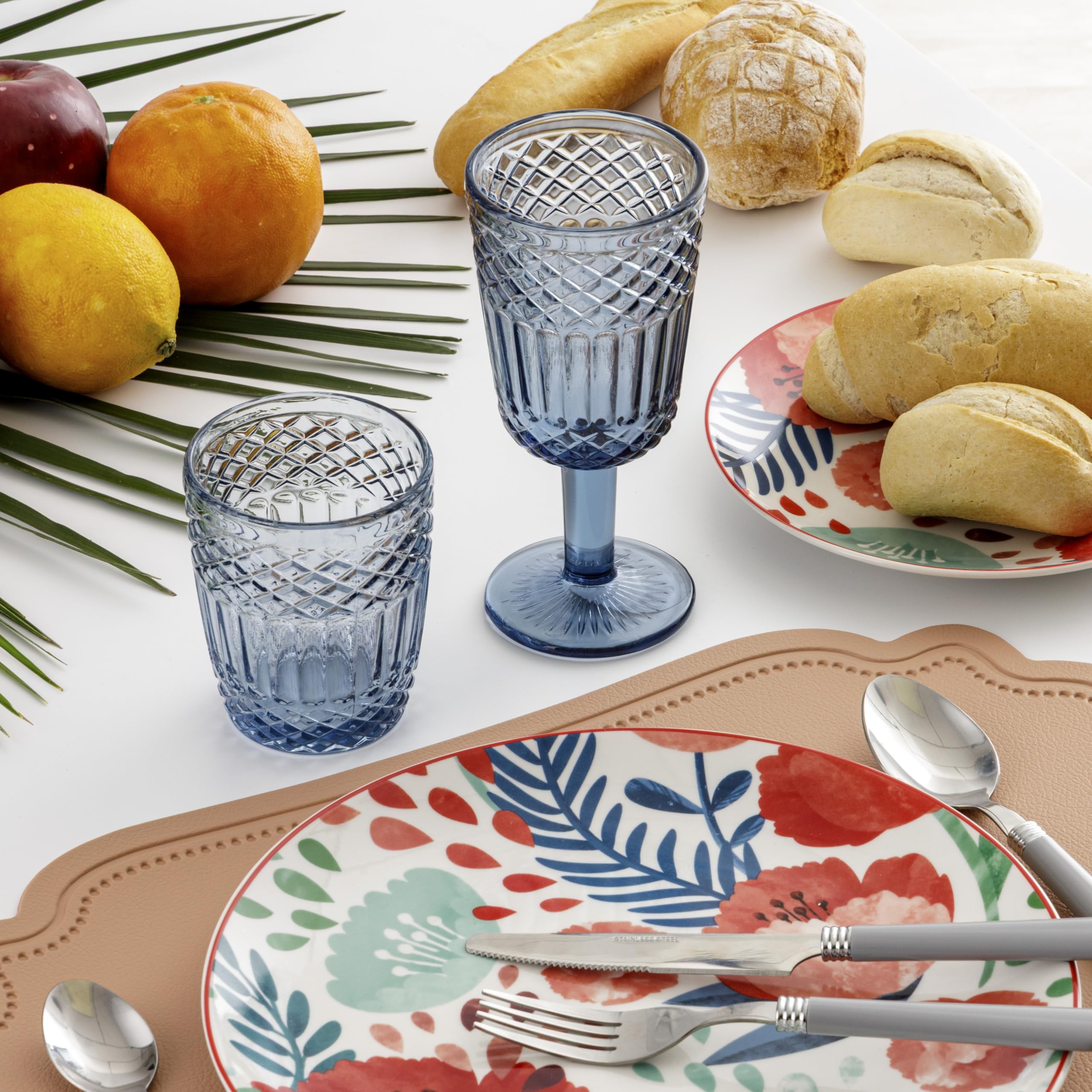 Baroni Home calici vetro blu 6 pezzi 25 cl