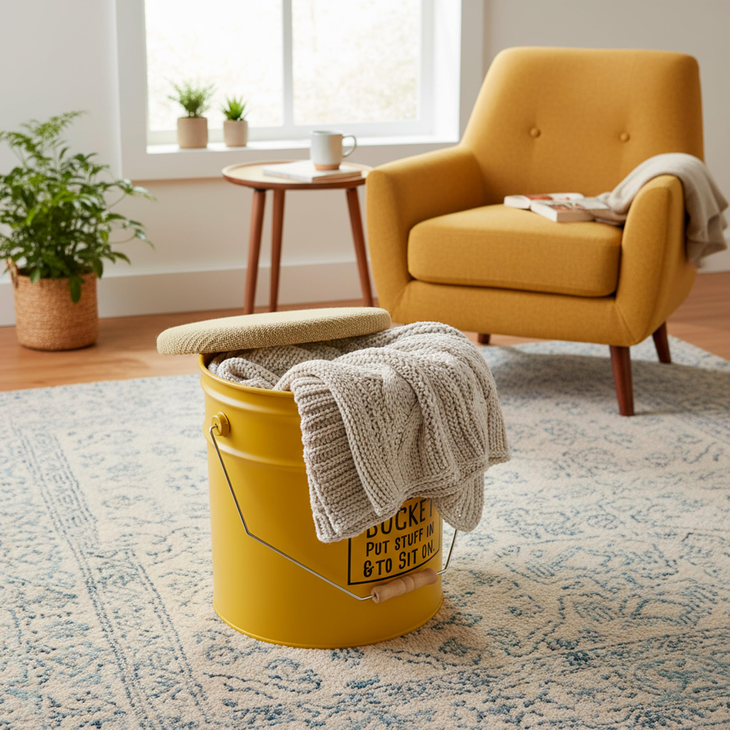 Baroni Home pouf contenitore giallo juta 40x31 cm