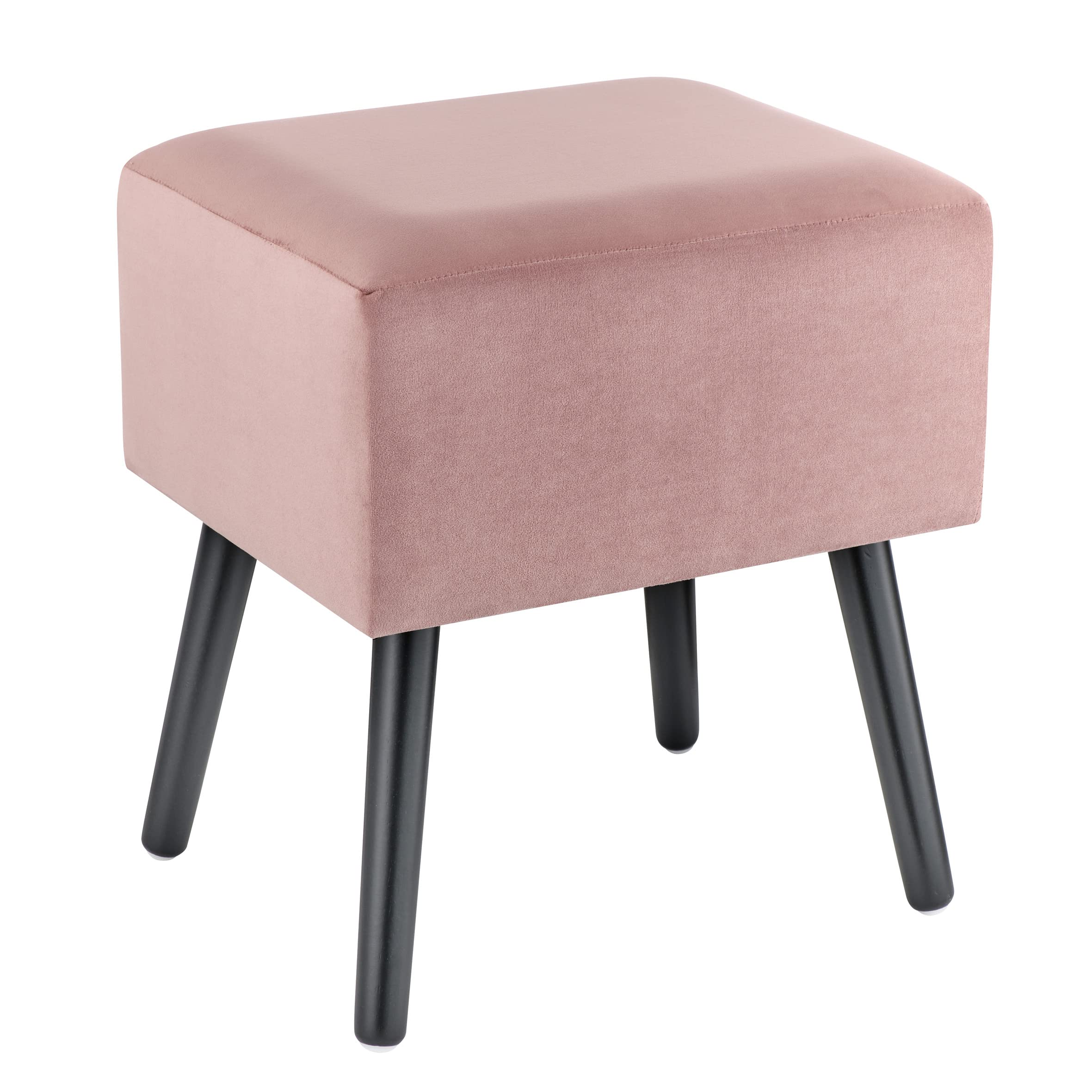 Baroni Home Pouf Velluto Rosa Cipria 40x33x46 cm Imbottito