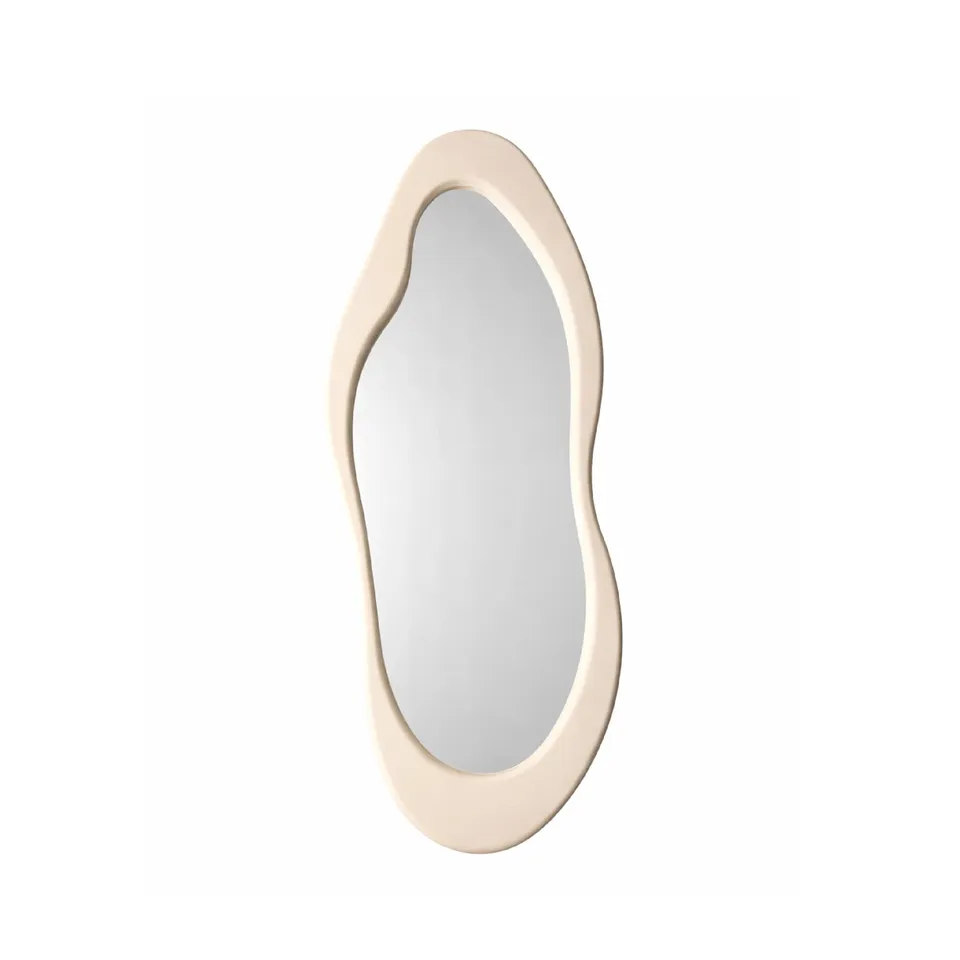 Baroni Home Specchio da parete ondulato bianco 50x120 cm