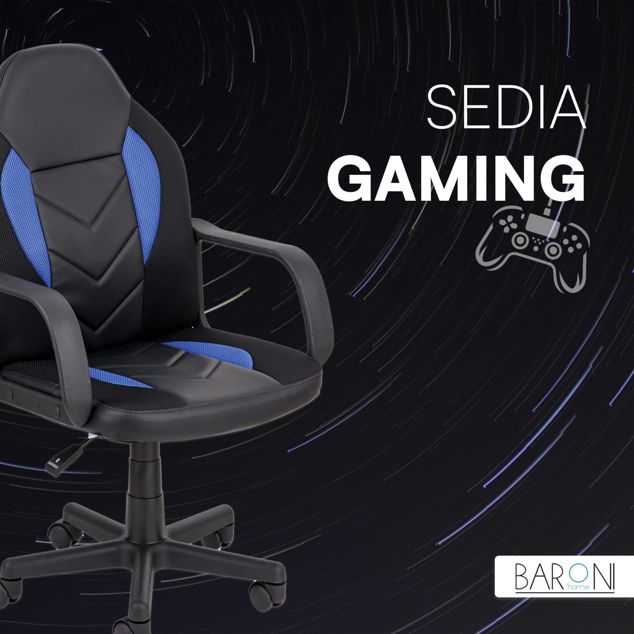 Baroni Home Sedia Gaming Ergonomica Blu 56x50x106 cm