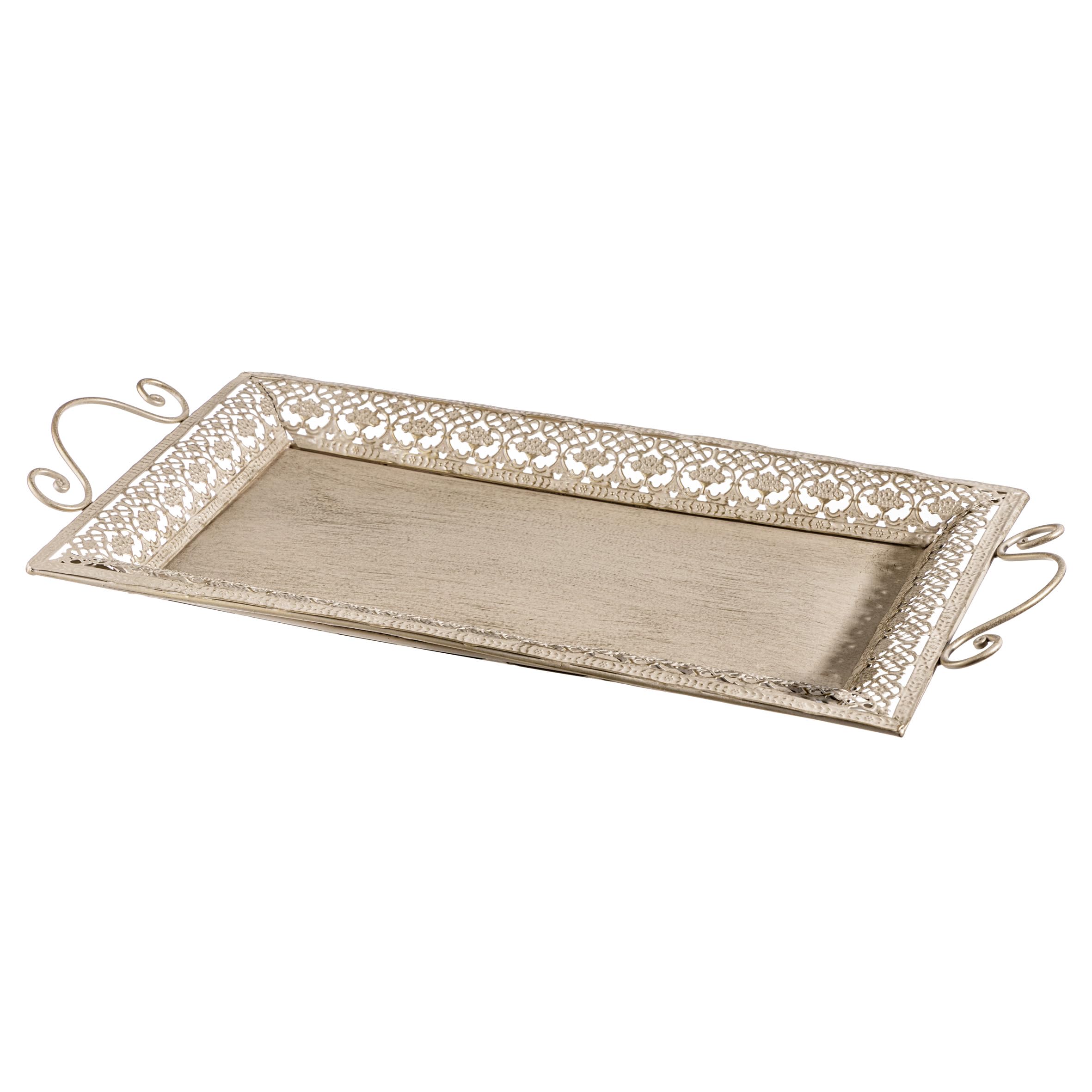 Baroni Home Vassoio Metallo Rettangolare Trina Oro 48x26 cm